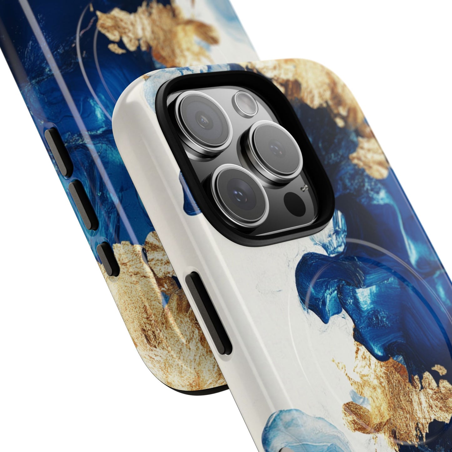 Stylish Tough Magnetic Phone Case – Durable & Chic Golden Blue Design for Smartphone Protection