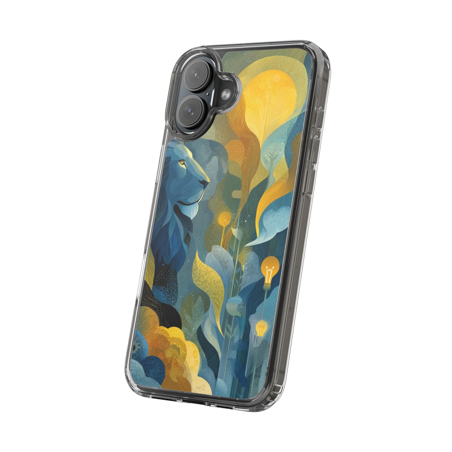 Artistic Lion Design Clear Phone Case | Nature-Inspired Protection for Animal Lovers