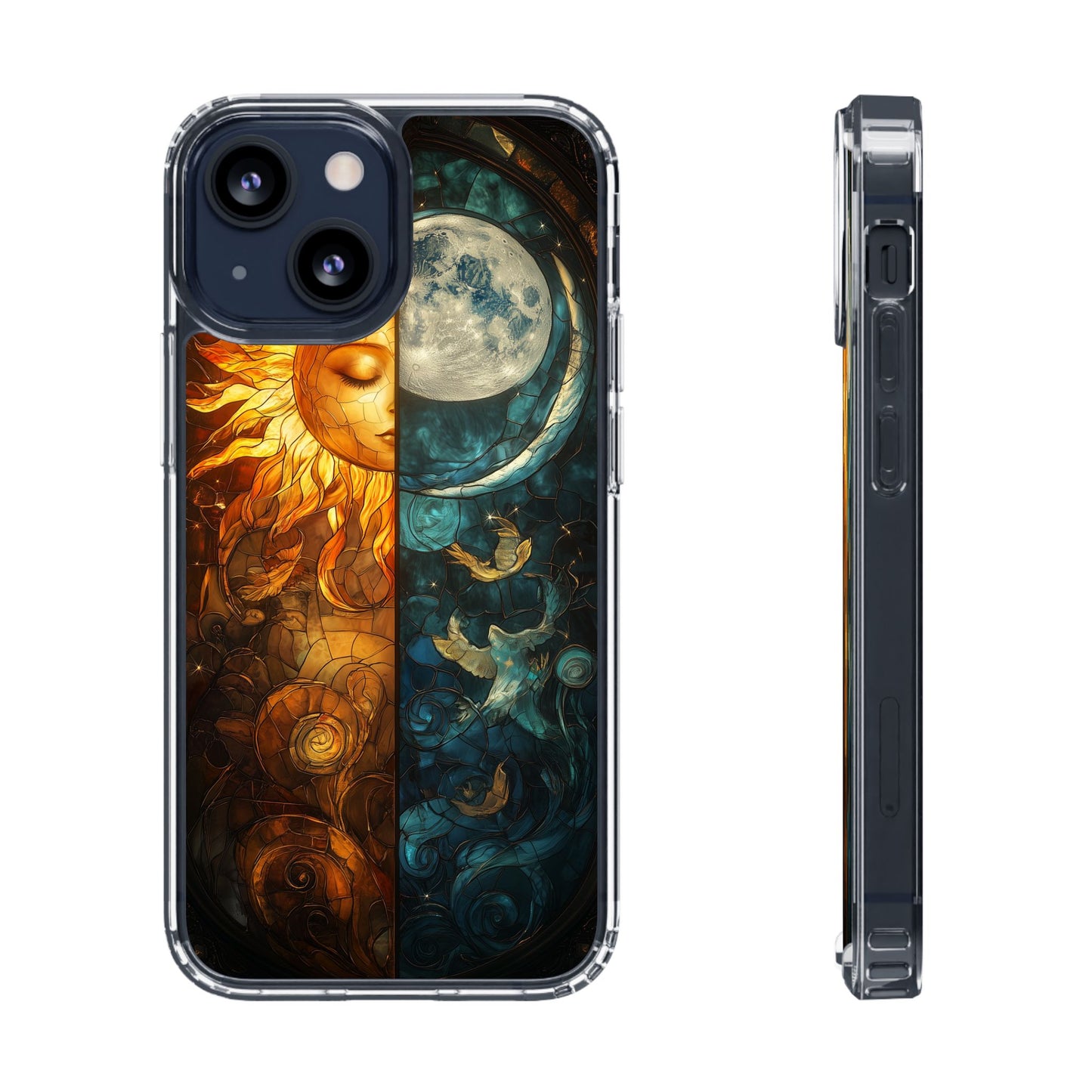Celestial Sun and Moon Clear iPhone Case