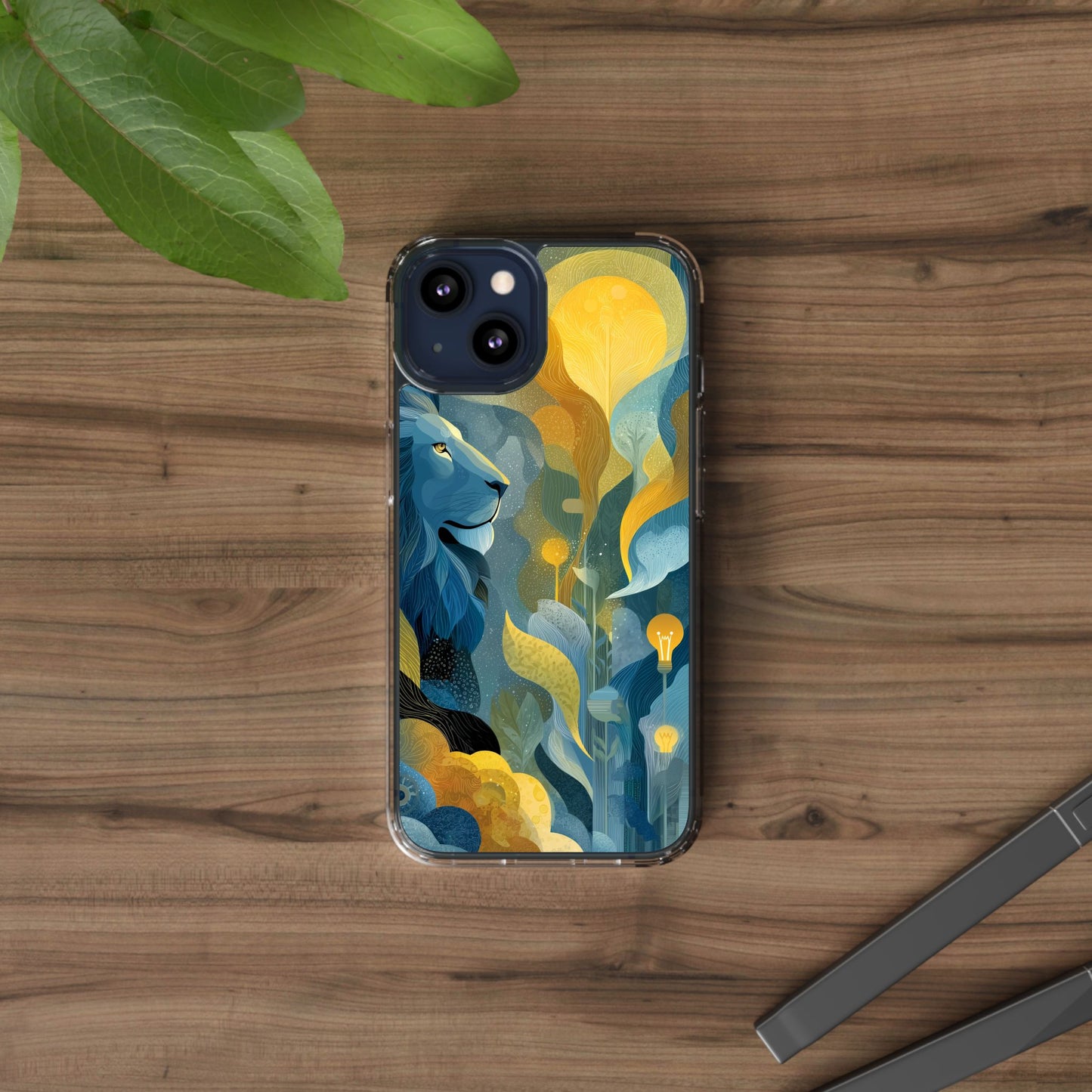Artistic Lion Design Clear Phone Case | Nature-Inspired Protection for Animal Lovers