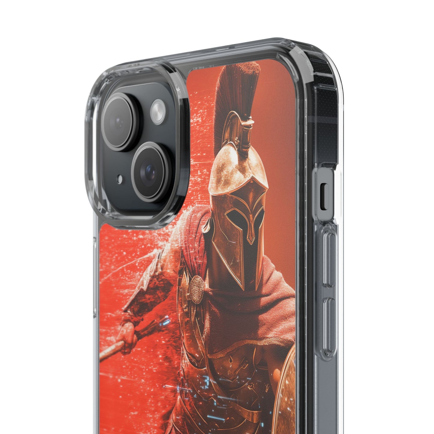 Spartan "Big Duster" Warrior Clear Phone Case - Unique Design for Protection & Style