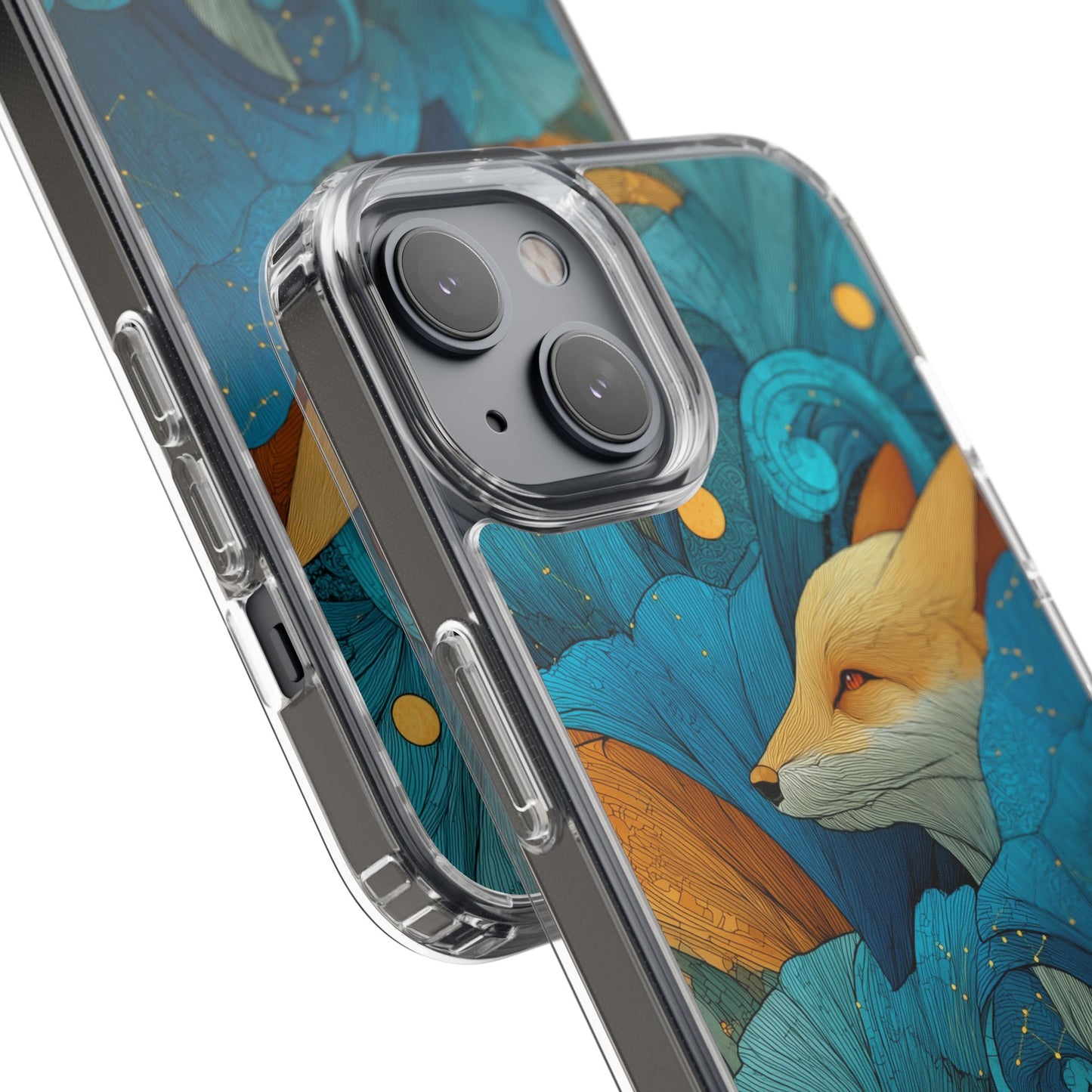 Vibrant Fox Clear Phone Case - Boho Floral iPhone Cover Nature Inspired Gift