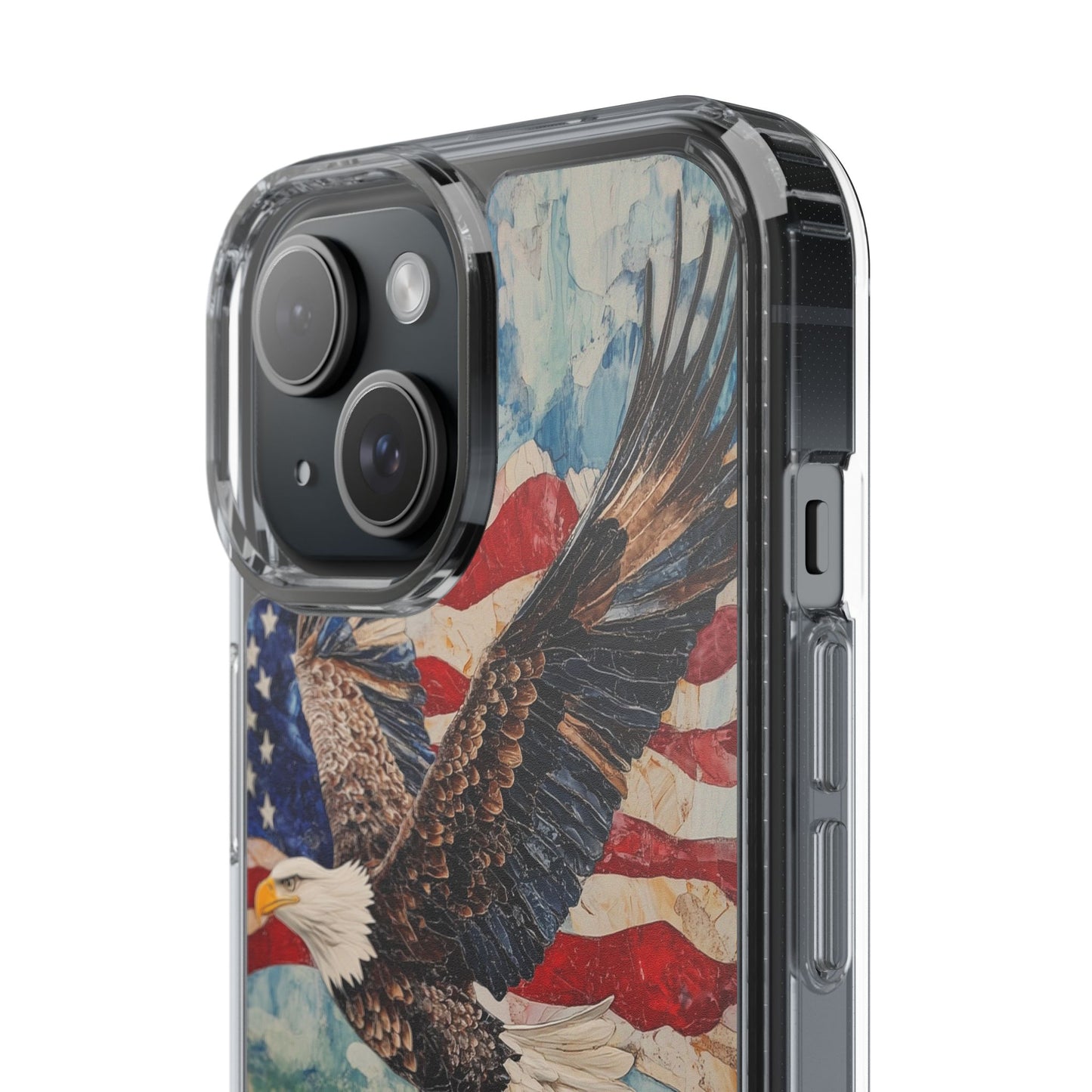 Patriotic Eagle Clear iPhone Case – American Flag Design, Fly High Stay Free for True Patriots
