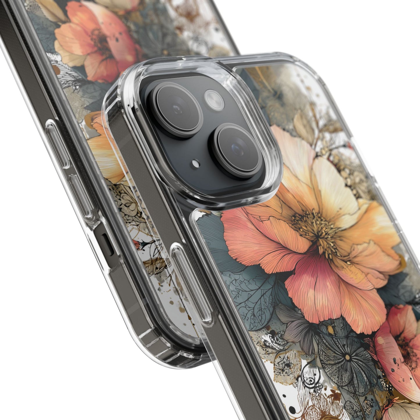 Floral Clear iPhone Case - Elegant Floral Boho Design