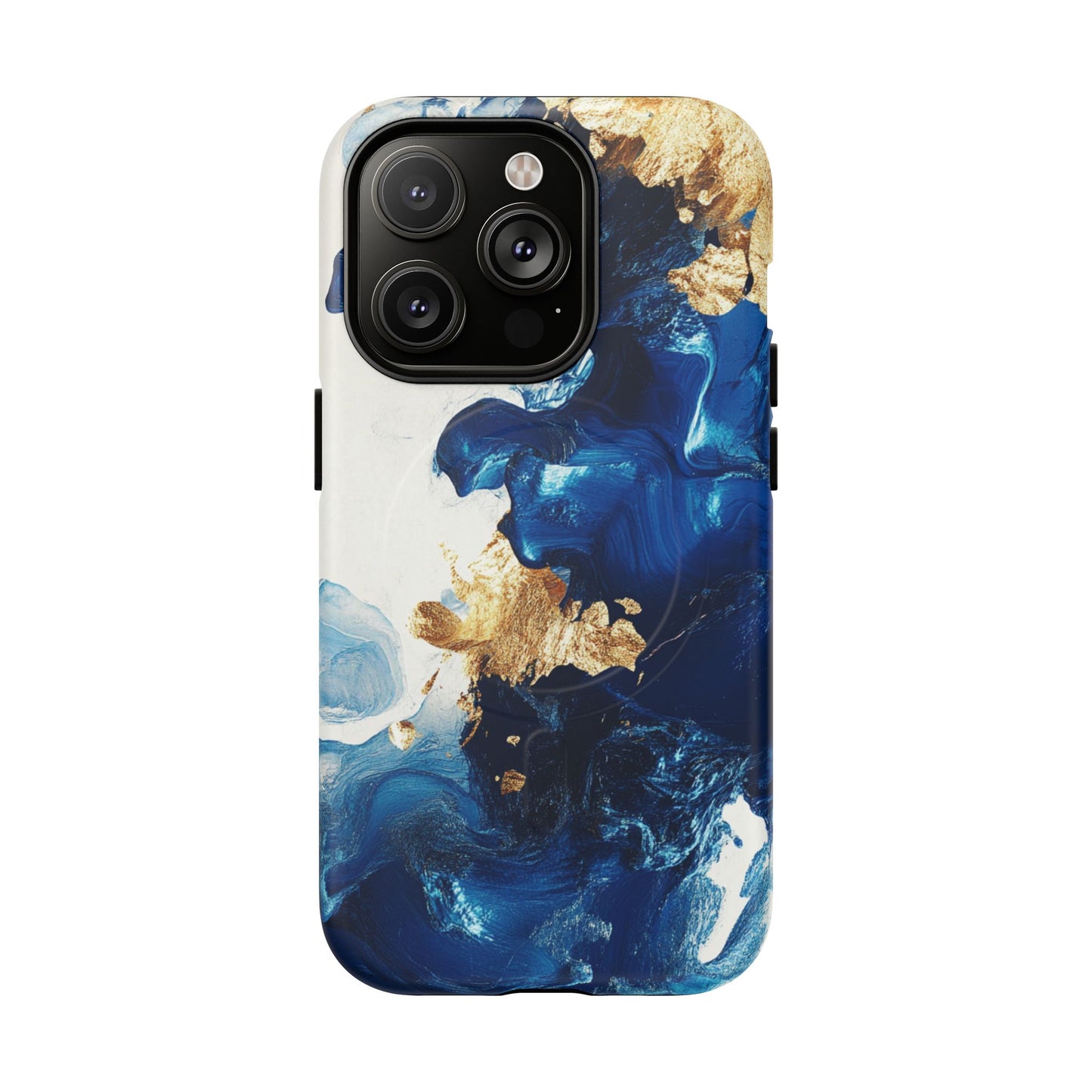 Stylish Tough Magnetic Phone Case – Durable & Chic Golden Blue Design for Smartphone Protection