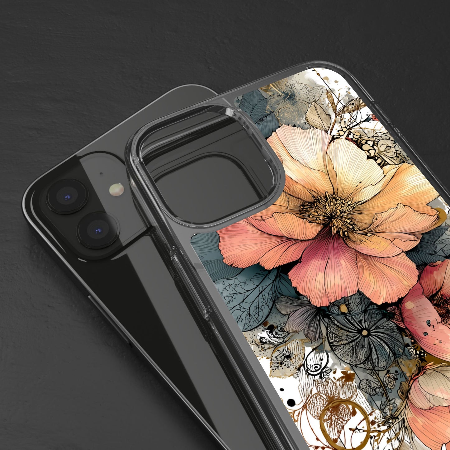 Floral Clear iPhone Case - Elegant Floral Boho Design