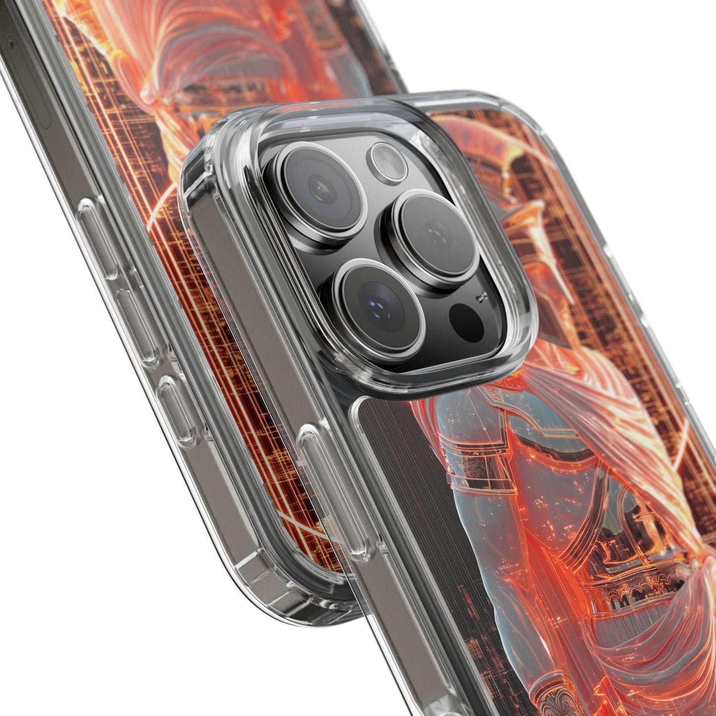 Mythical Ares Neon Warrior - Clear iPhone Case with Glowing Design