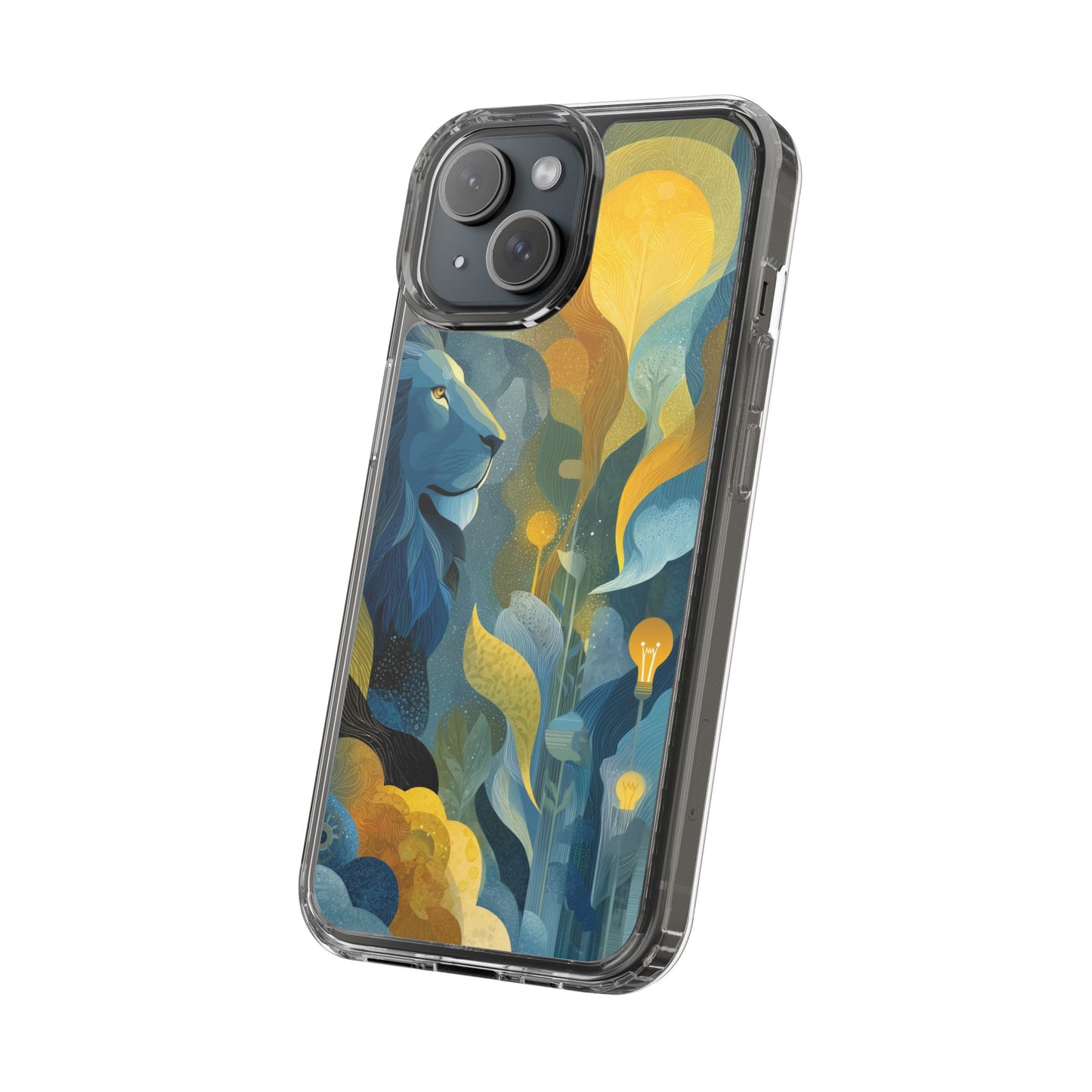 Artistic Lion Design Clear Phone Case | Nature-Inspired Protection for Animal Lovers