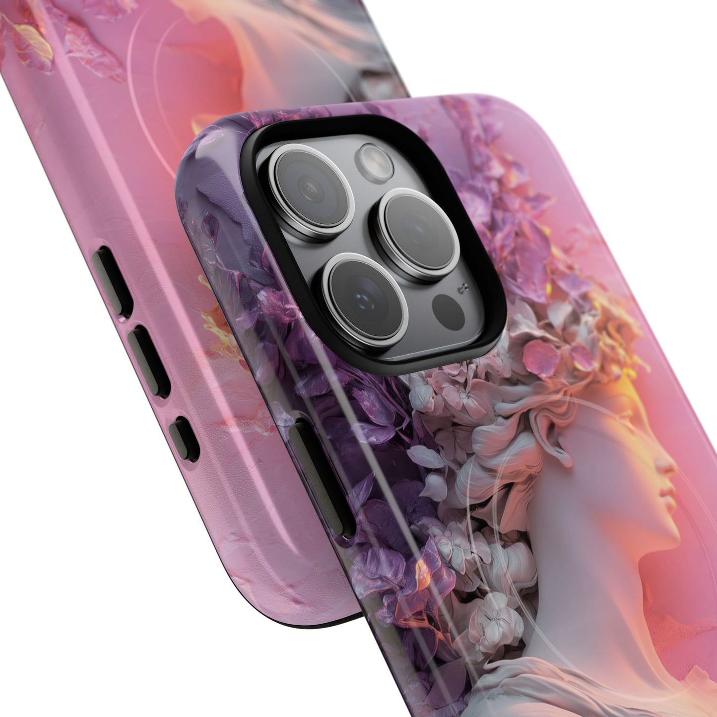 Elegant Floral Tough Magnetic Case for iPhone - Aesthetic Protection