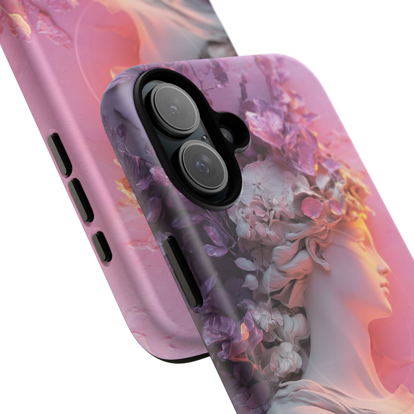 Elegant Floral Tough Magnetic Case for iPhone - Aesthetic Protection