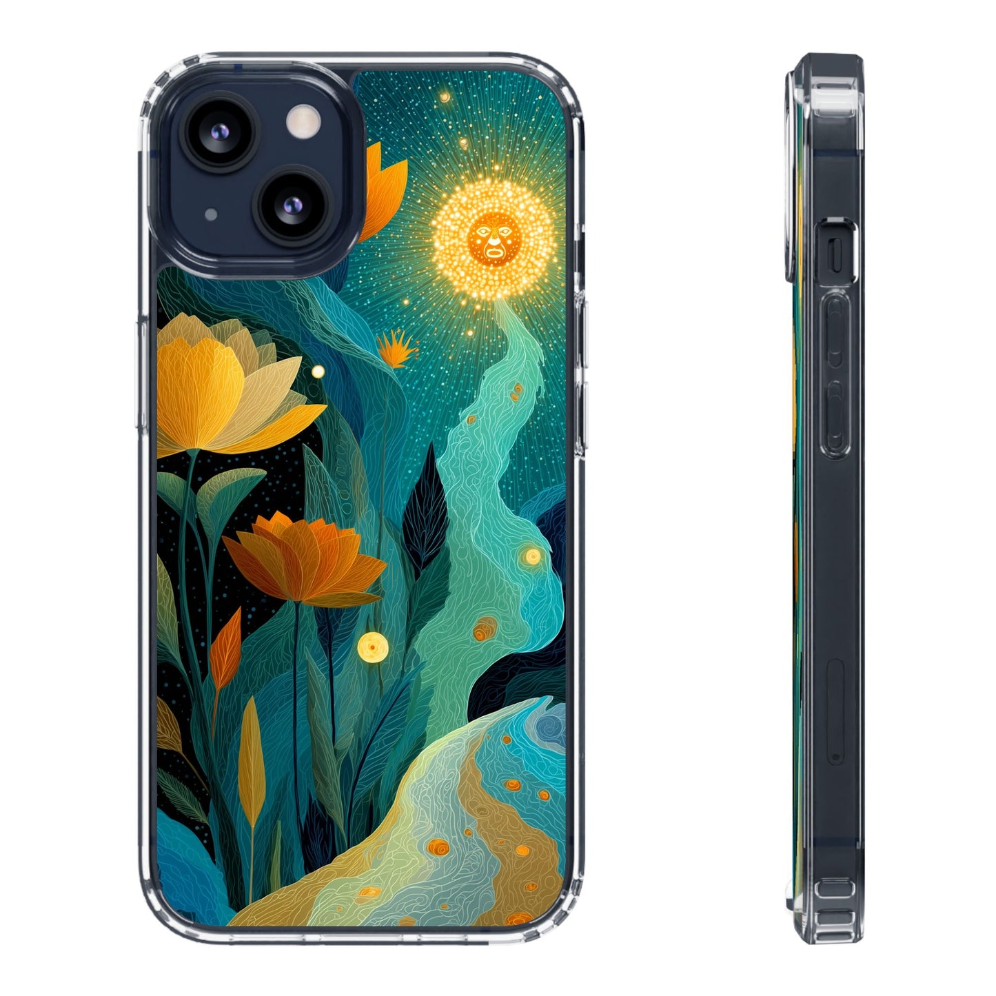 Deep Radiant Nature - Clear iPhone Case with Floral Design