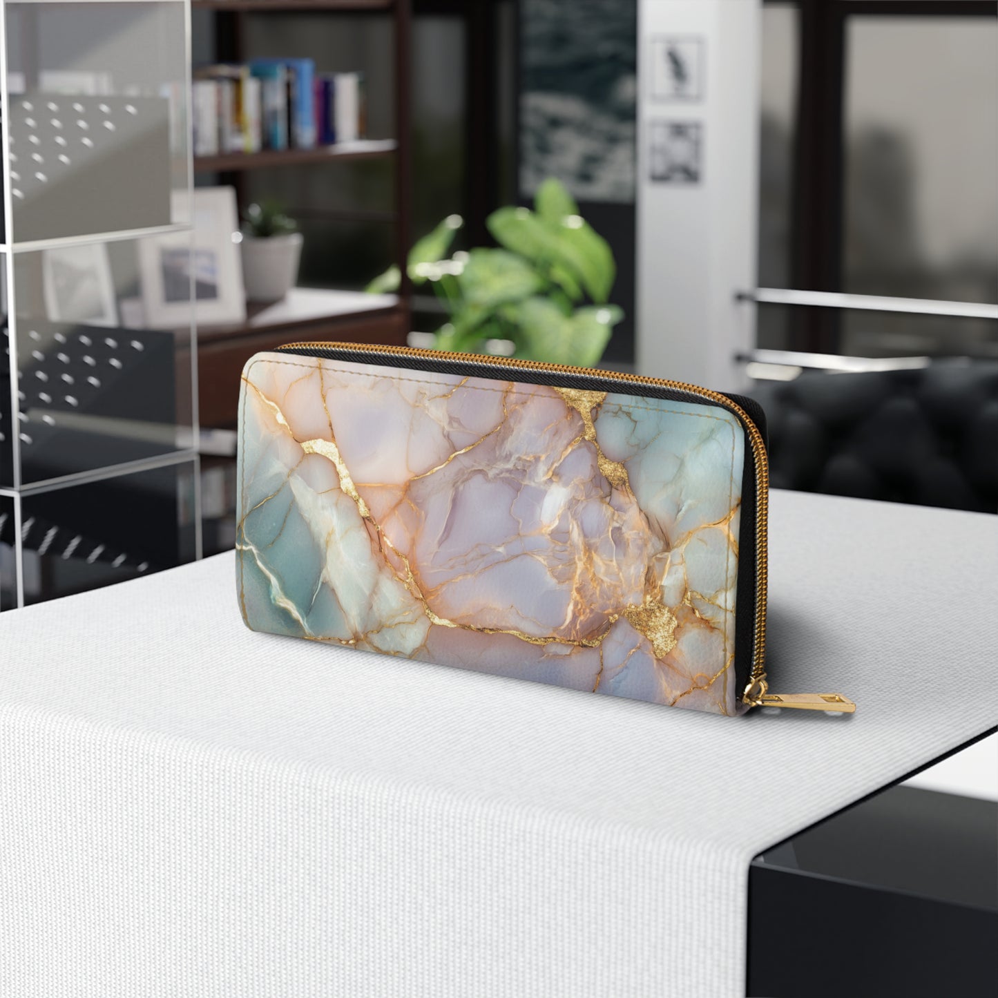 Iridescent Gold Cracks Cell Phone Clutch Wallet