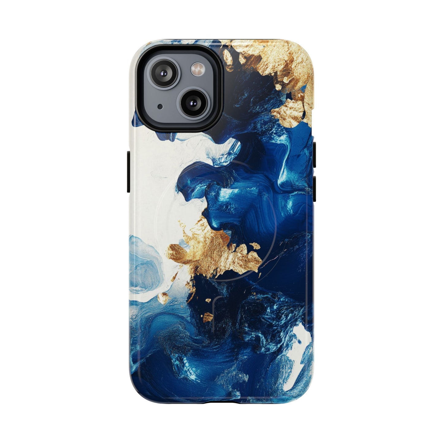 Stylish Tough Magnetic Phone Case – Durable & Chic Golden Blue Design for Smartphone Protection