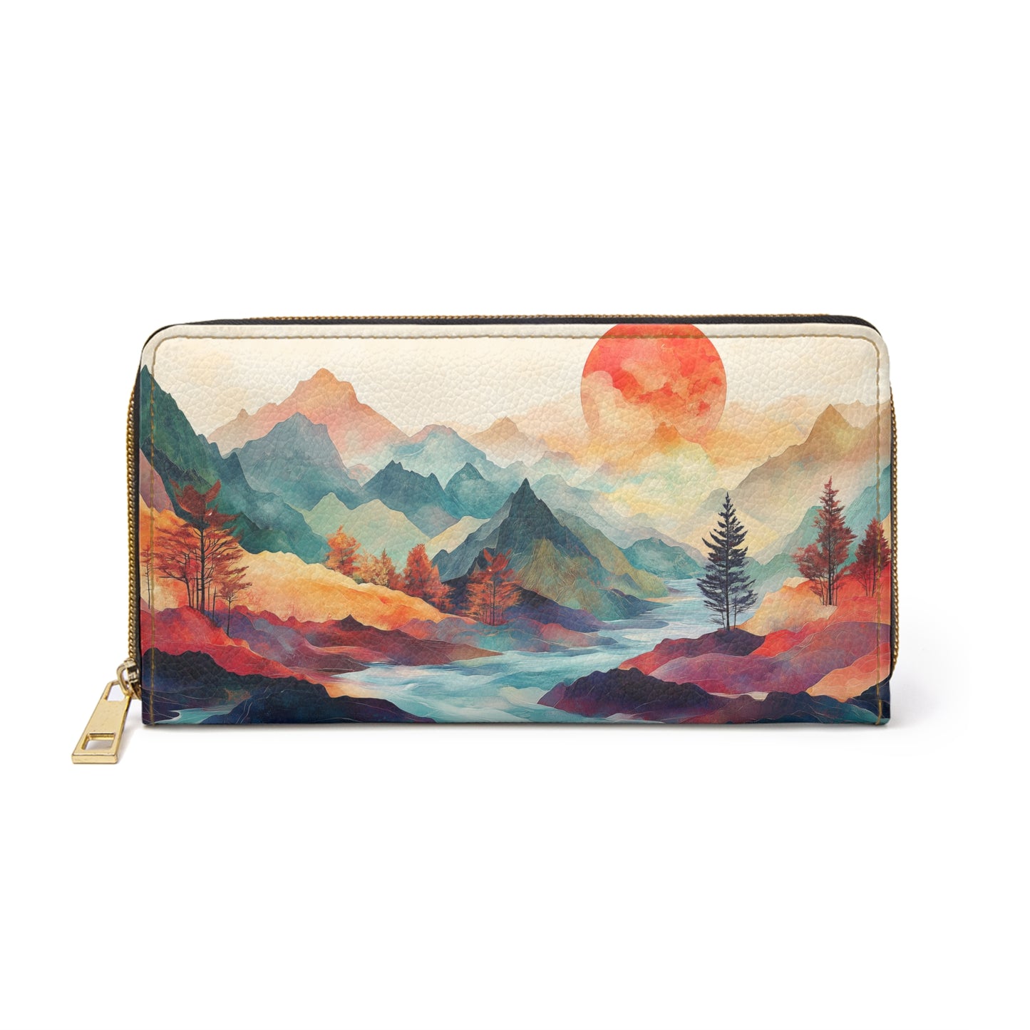 Landscape Cell Phone Clutch Wallet – Vibrant Mountain Sunset Design