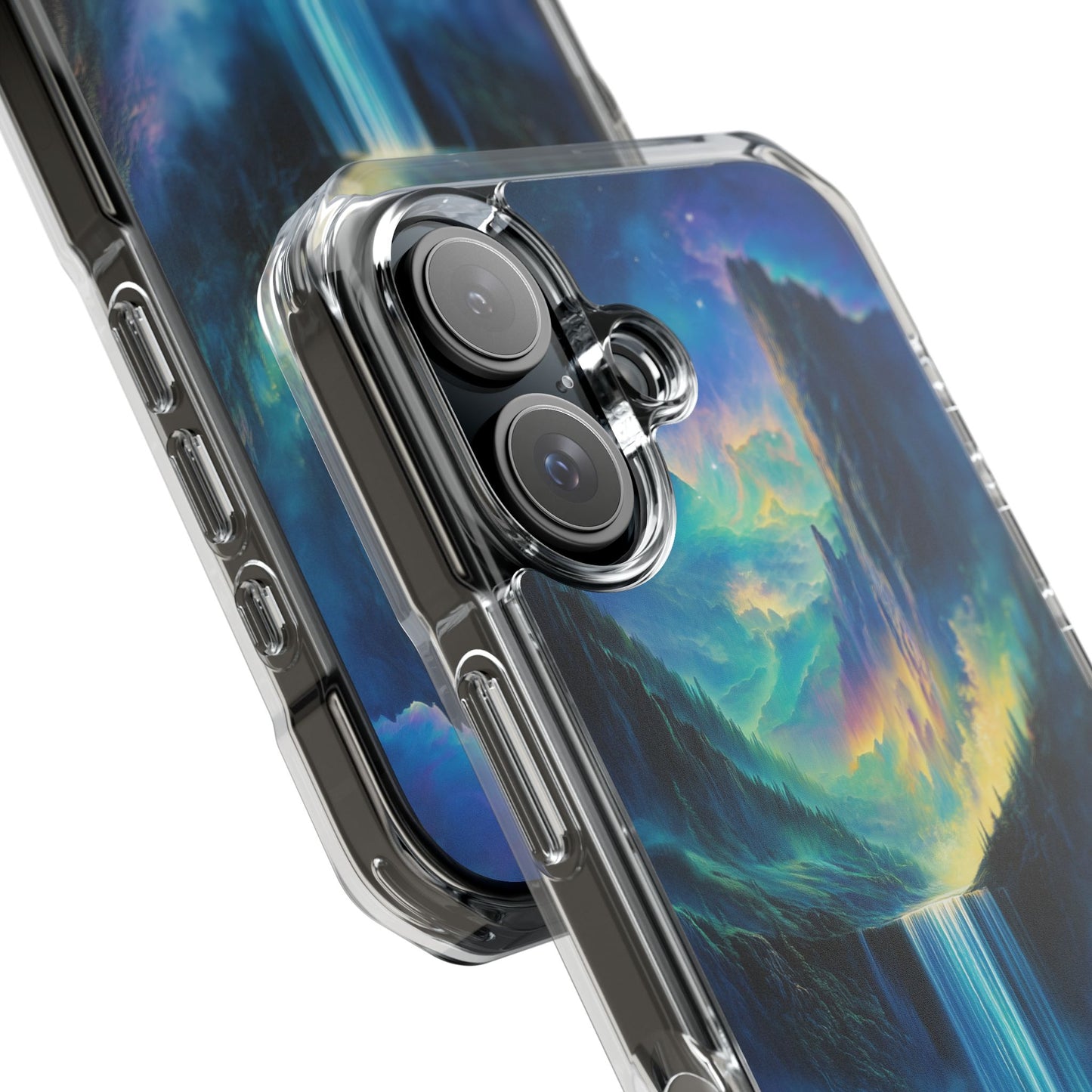 Cascading Aurora Waterfall Magnetic Clear Impact iPhone Case