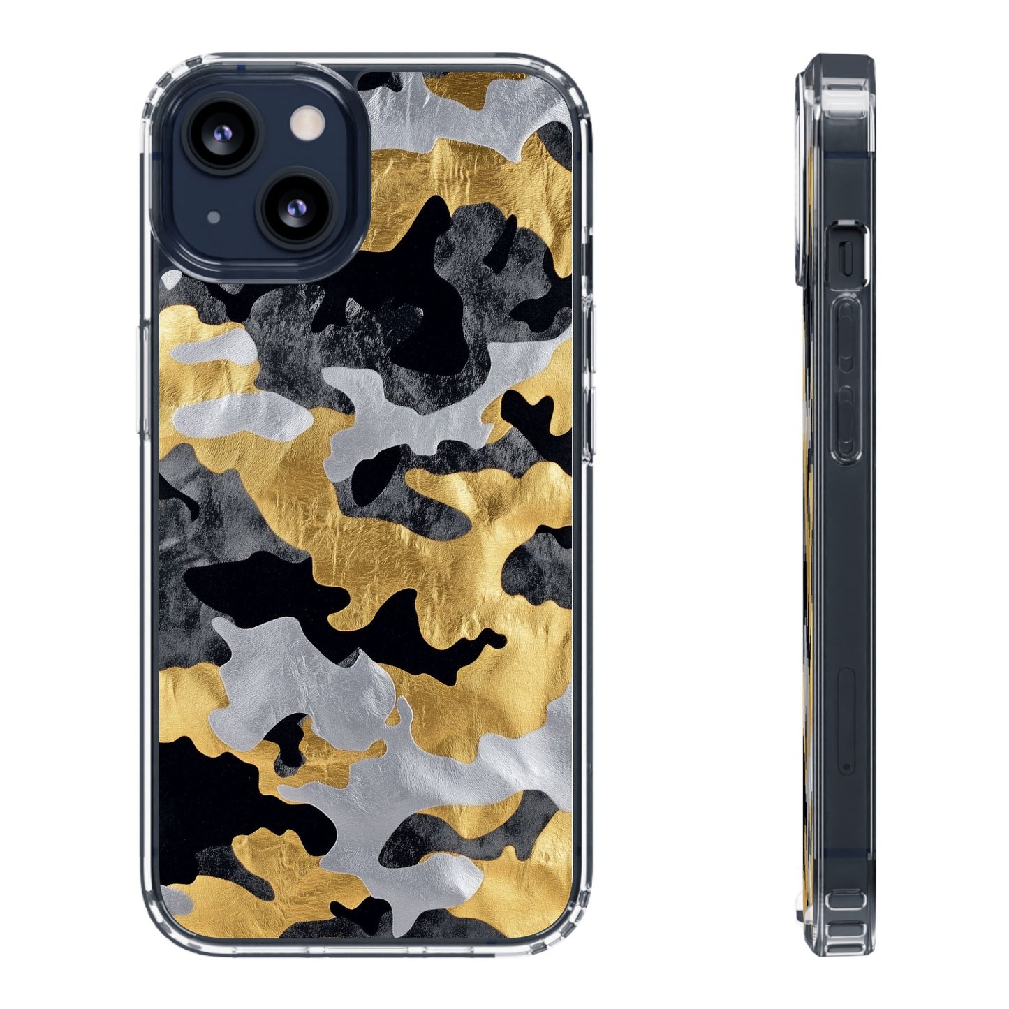 Metallic Gold Camo Clear Phone Case - Stylish Phone Cover