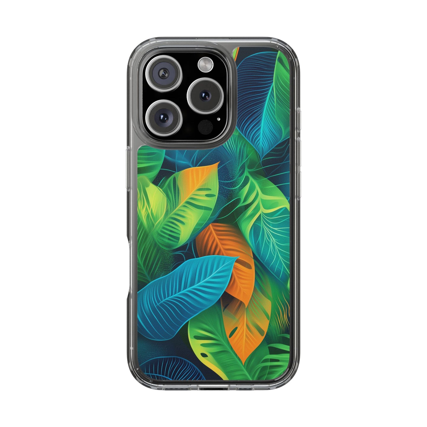 Tropical Leaf Clear iPhone Case – Vibrant Botanical Design for Nature Lovers