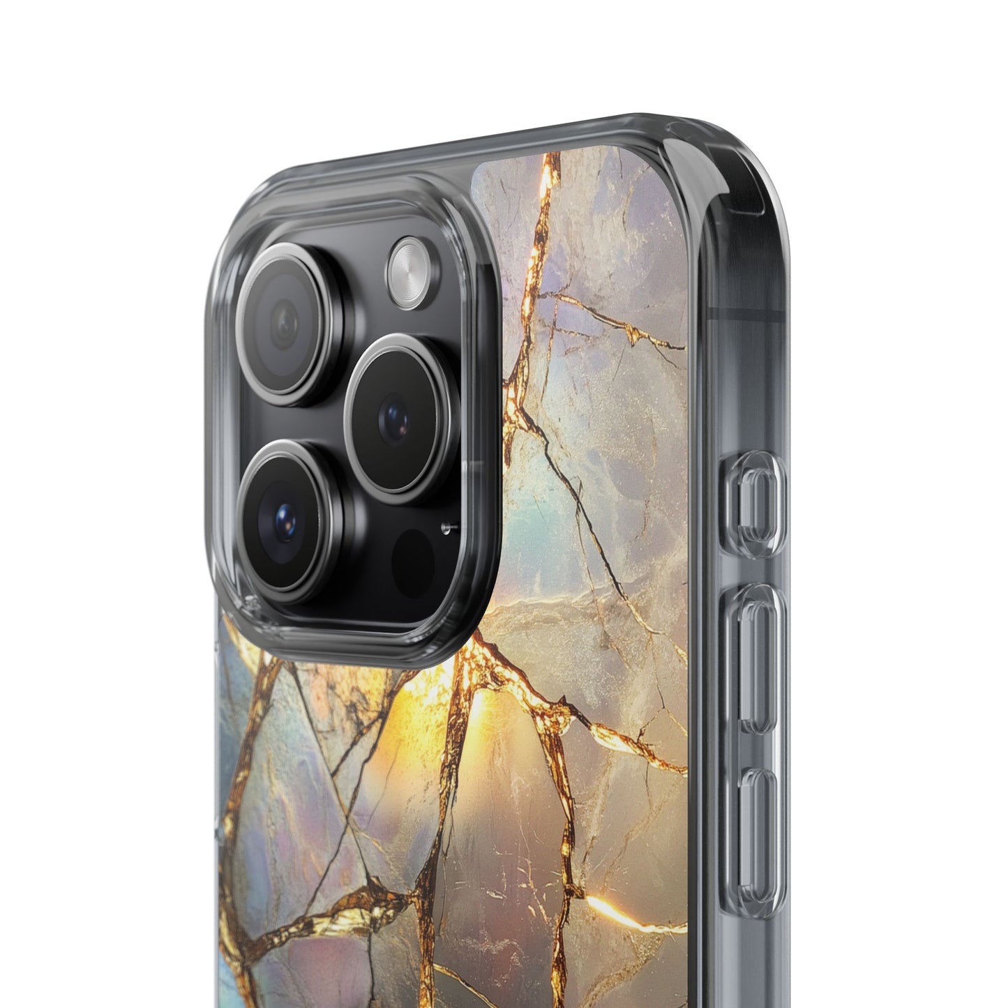 Iridescent Gold Marble Clear iPhone Case