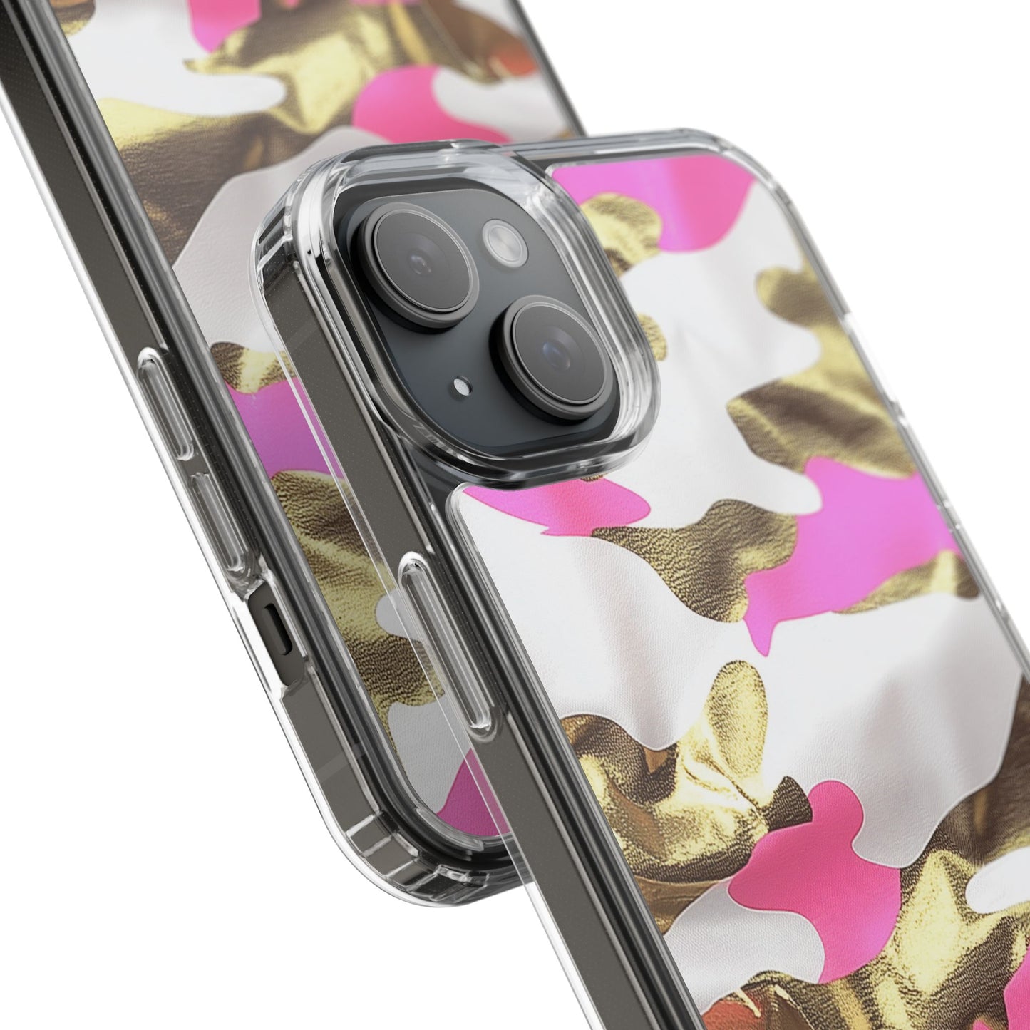 Gold and Pink Camo Phone Case – Stylish Clear Protective Design