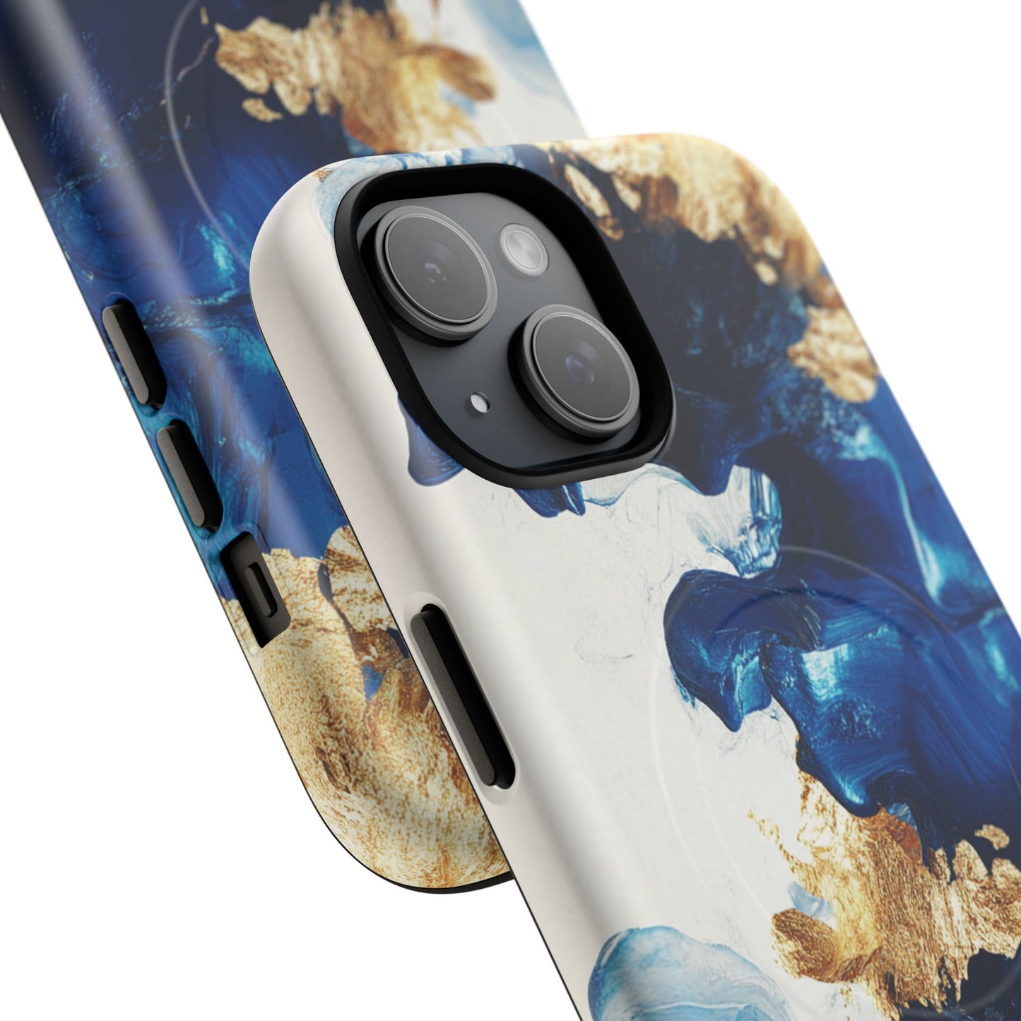 Stylish Tough Magnetic Phone Case – Durable & Chic Golden Blue Design for Smartphone Protection