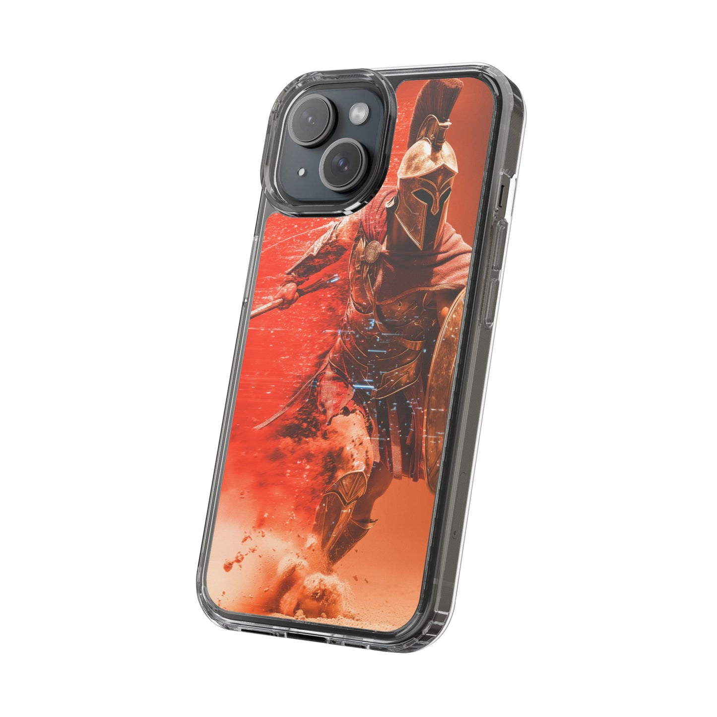 Spartan "Big Duster" Warrior Clear Phone Case - Unique Design for Protection & Style