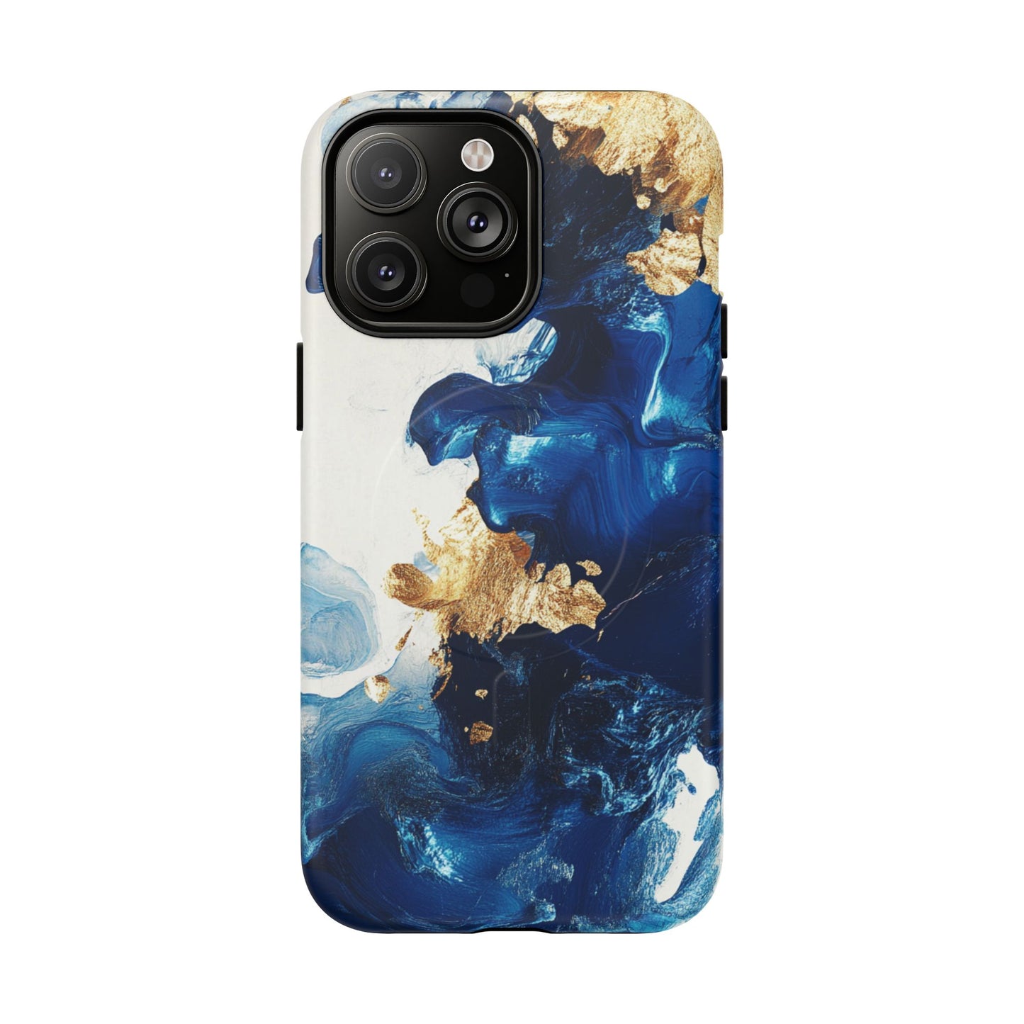 Stylish Tough Magnetic Phone Case – Durable & Chic Golden Blue Design for Smartphone Protection