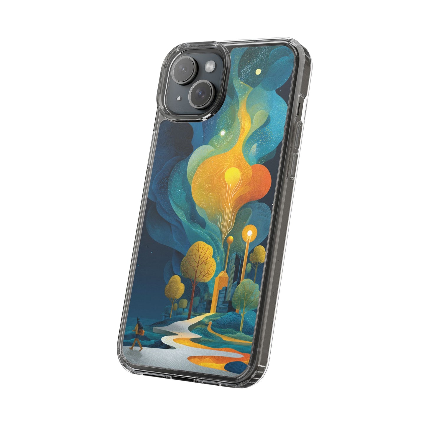 Electric City Forest Phone Case – Glowing Urban Jungle with Vibrant Nature Fusion