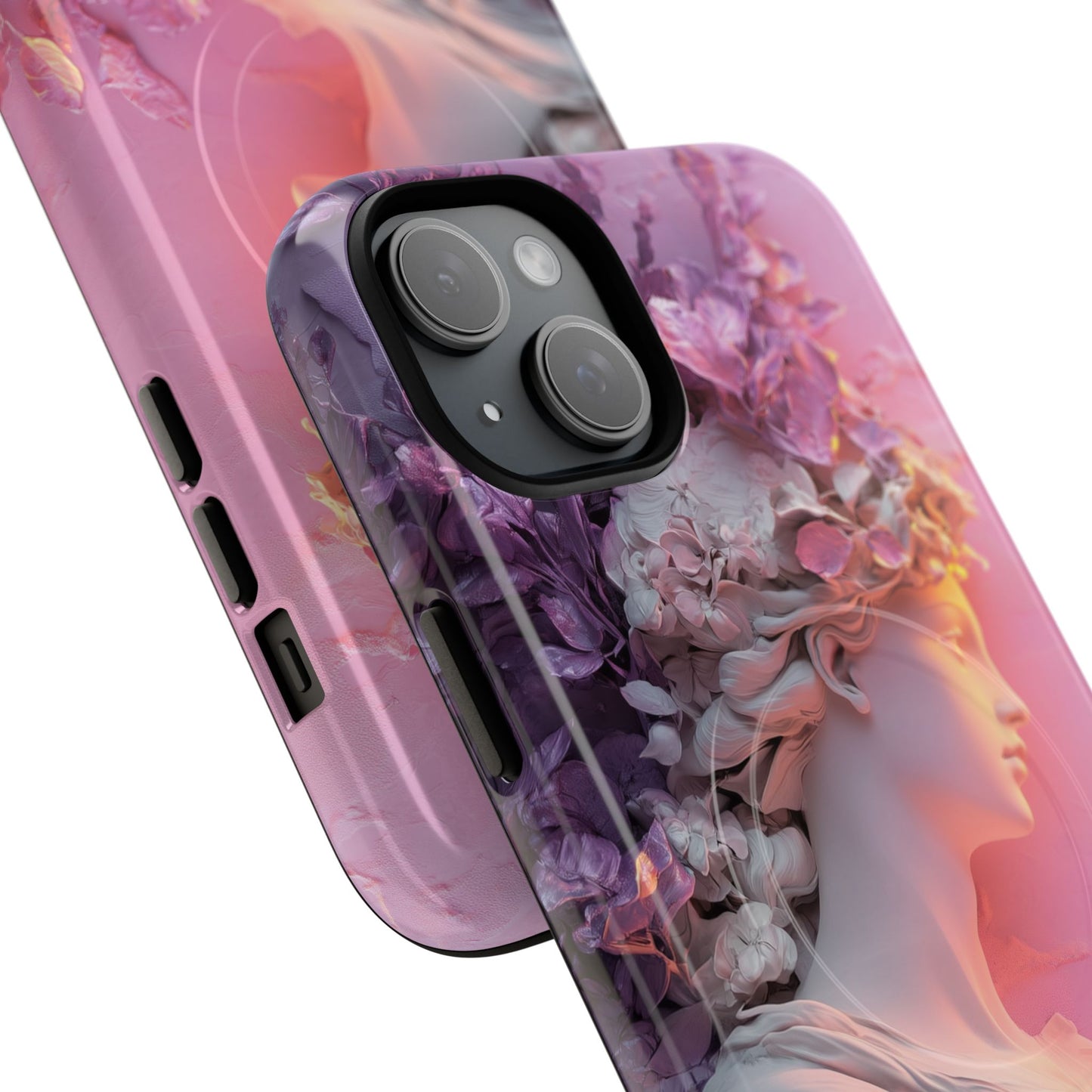 Elegant Floral Tough Magnetic Case for iPhone - Aesthetic Protection