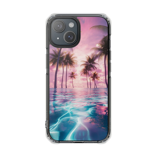 Iridescent Tropical Wave Magnetic Clear iPhone Case