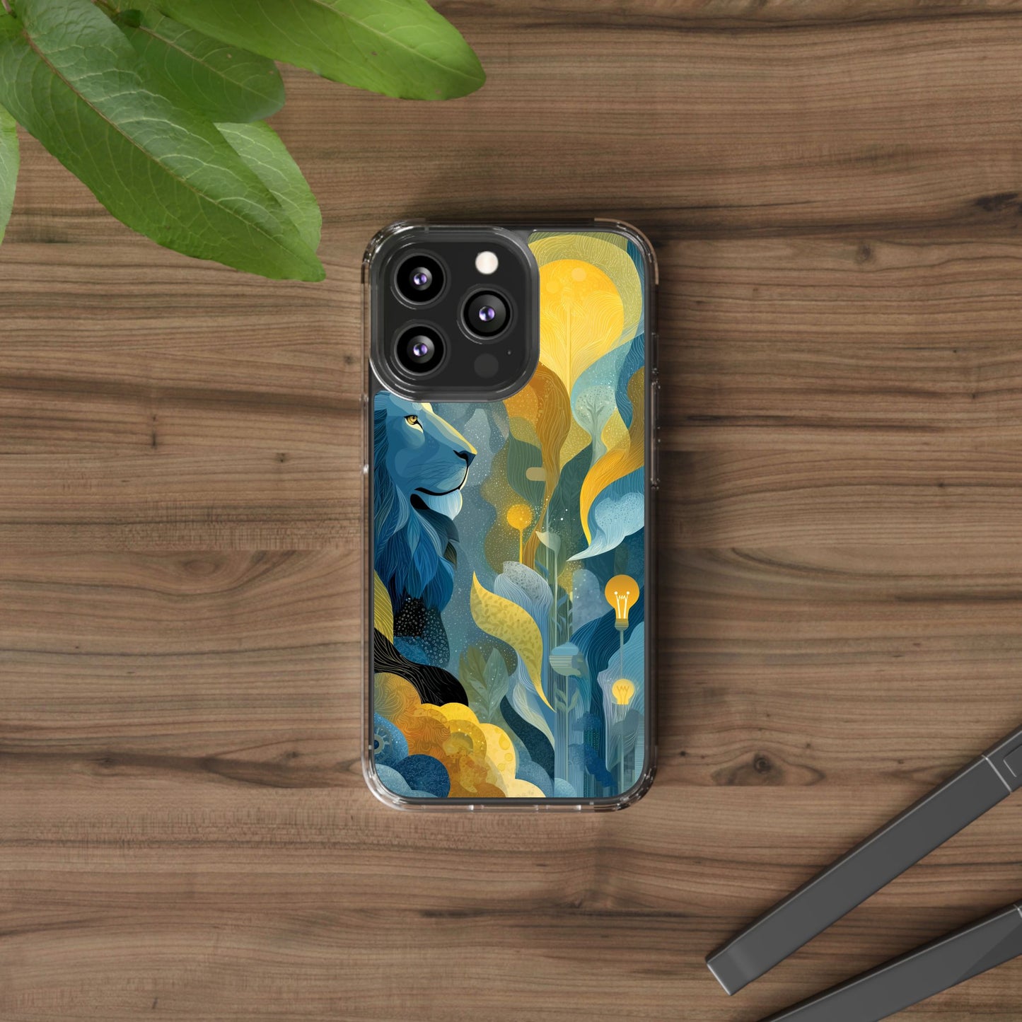 Artistic Lion Design Clear Phone Case | Nature-Inspired Protection for Animal Lovers