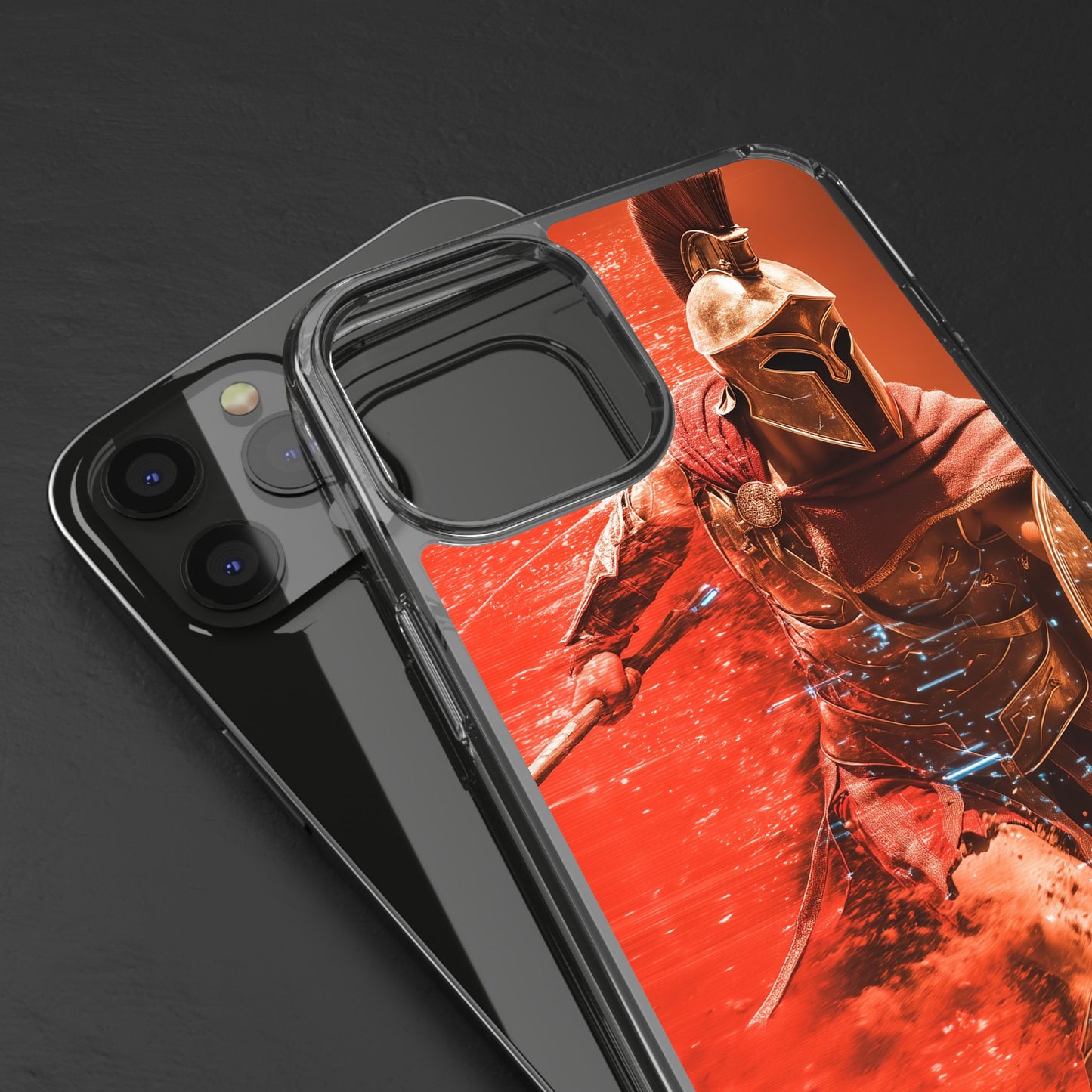Spartan "Big Duster" Warrior Clear Phone Case - Unique Design for Protection & Style