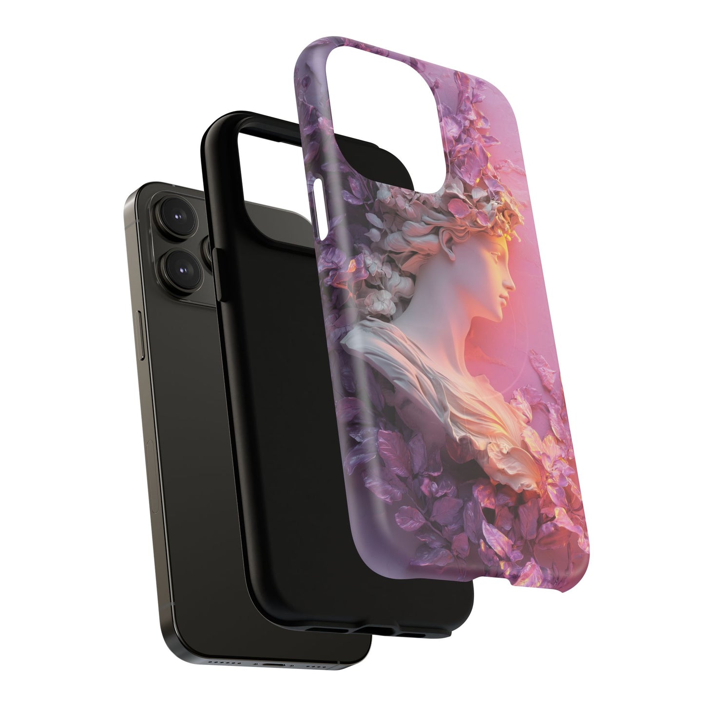Elegant Floral Tough Magnetic Case for iPhone - Aesthetic Protection