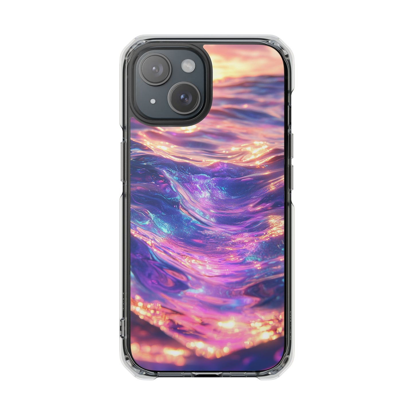 Iridescent Sunset Wave Magnetic Clear Impact iPhone Case