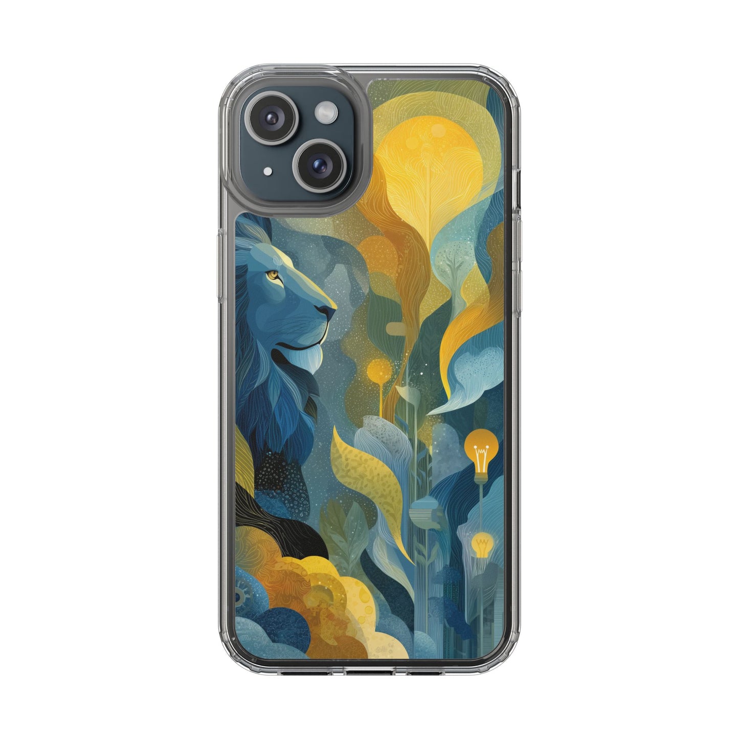 Artistic Lion Design Clear Phone Case | Nature-Inspired Protection for Animal Lovers