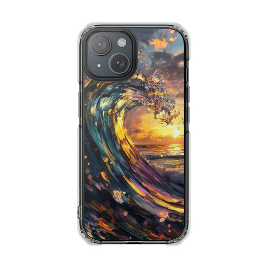 Iridescent Sunset Wave Magnetic Clear iPhone Case