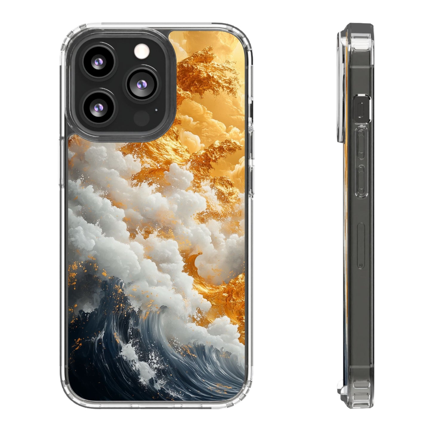 Golden Wave Clear iPhone Case - Stylish Protection for Your Smartphone