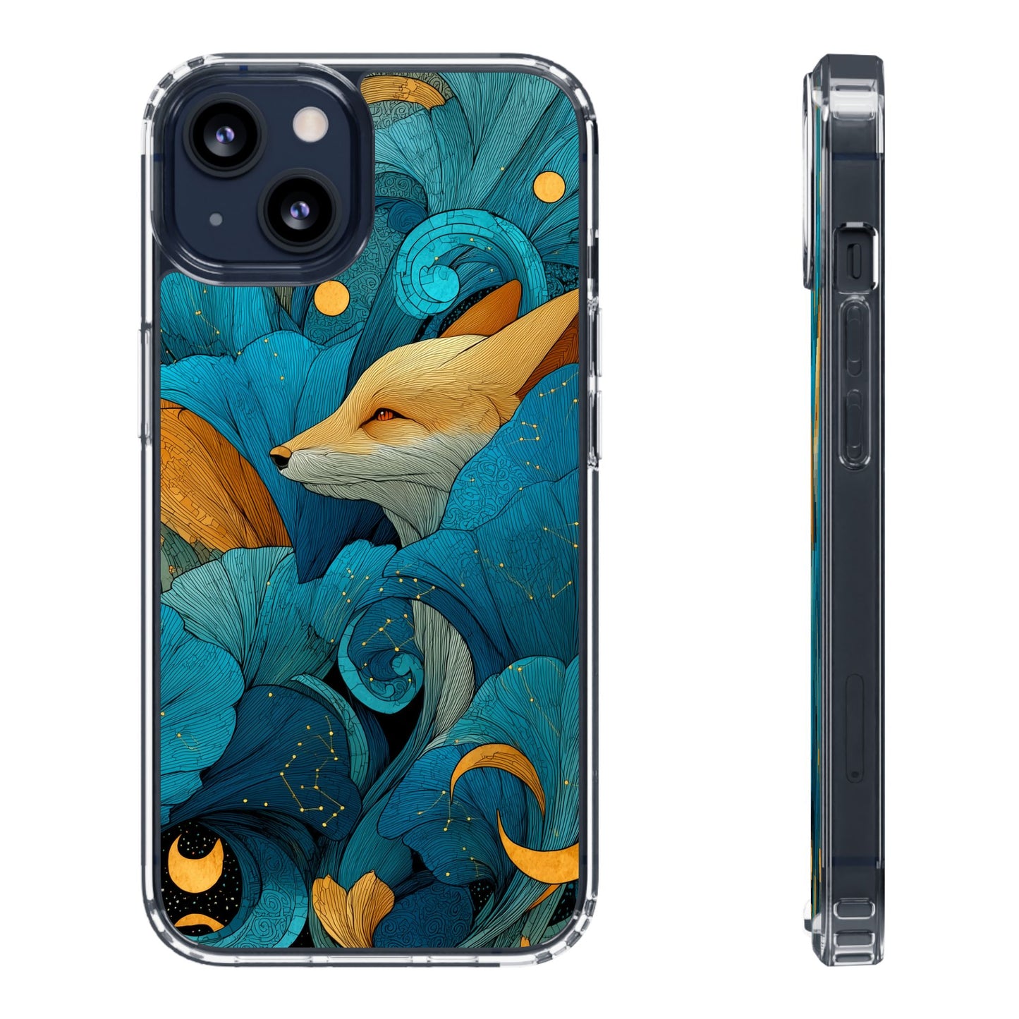 Vibrant Fox Clear Phone Case - Boho Floral iPhone Cover Nature Inspired Gift