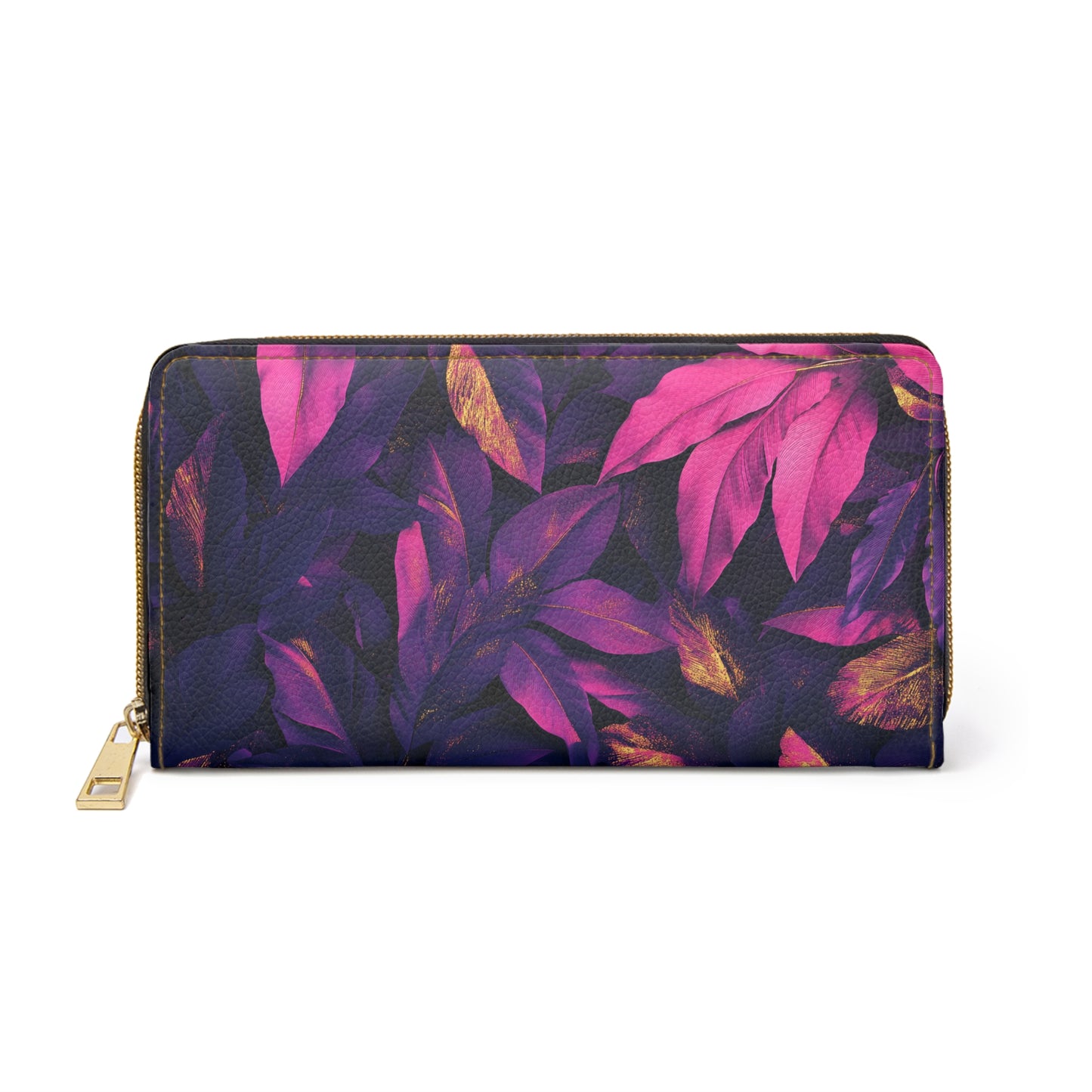 Vibrant Purple and Pink Leaf Cell Phone Clutch Wallet - Stylish and Functional for Everyday Use