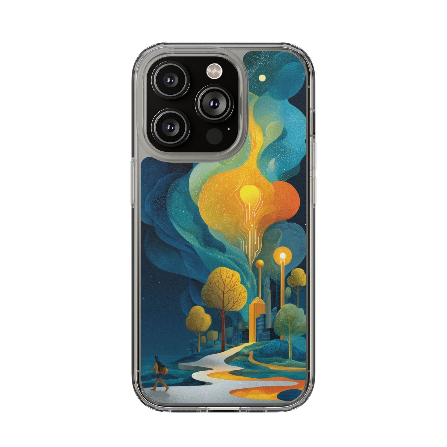 Electric City Forest Phone Case – Glowing Urban Jungle with Vibrant Nature Fusion