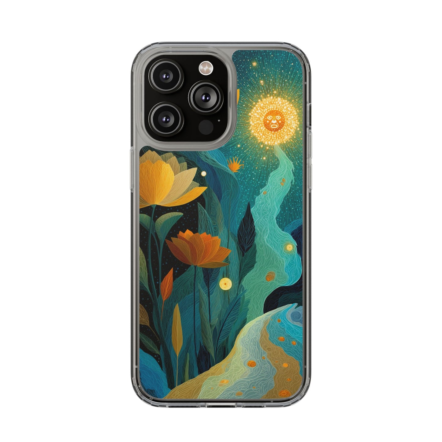Deep Radiant Nature - Clear iPhone Case with Floral Design