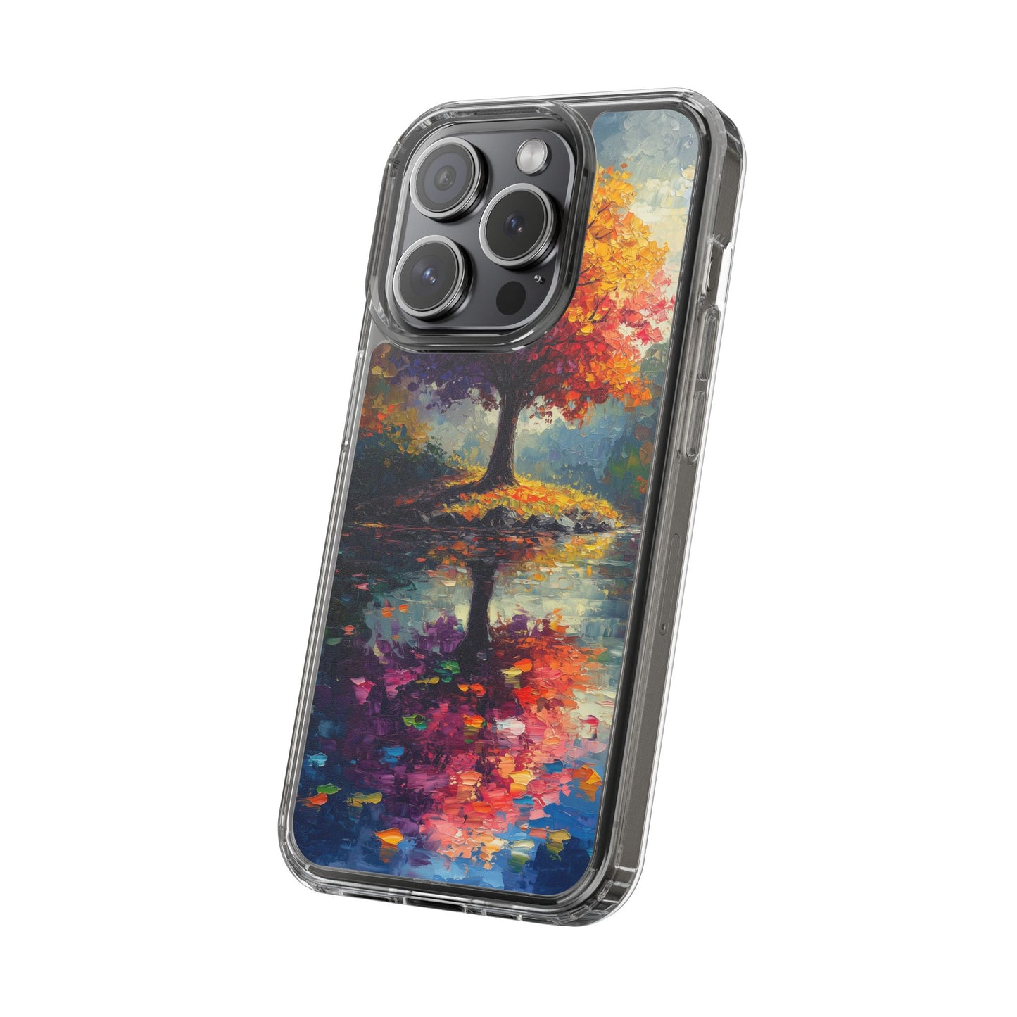 Autumn Landscape Phone Case - Clear Case with Vibrant Tree Design