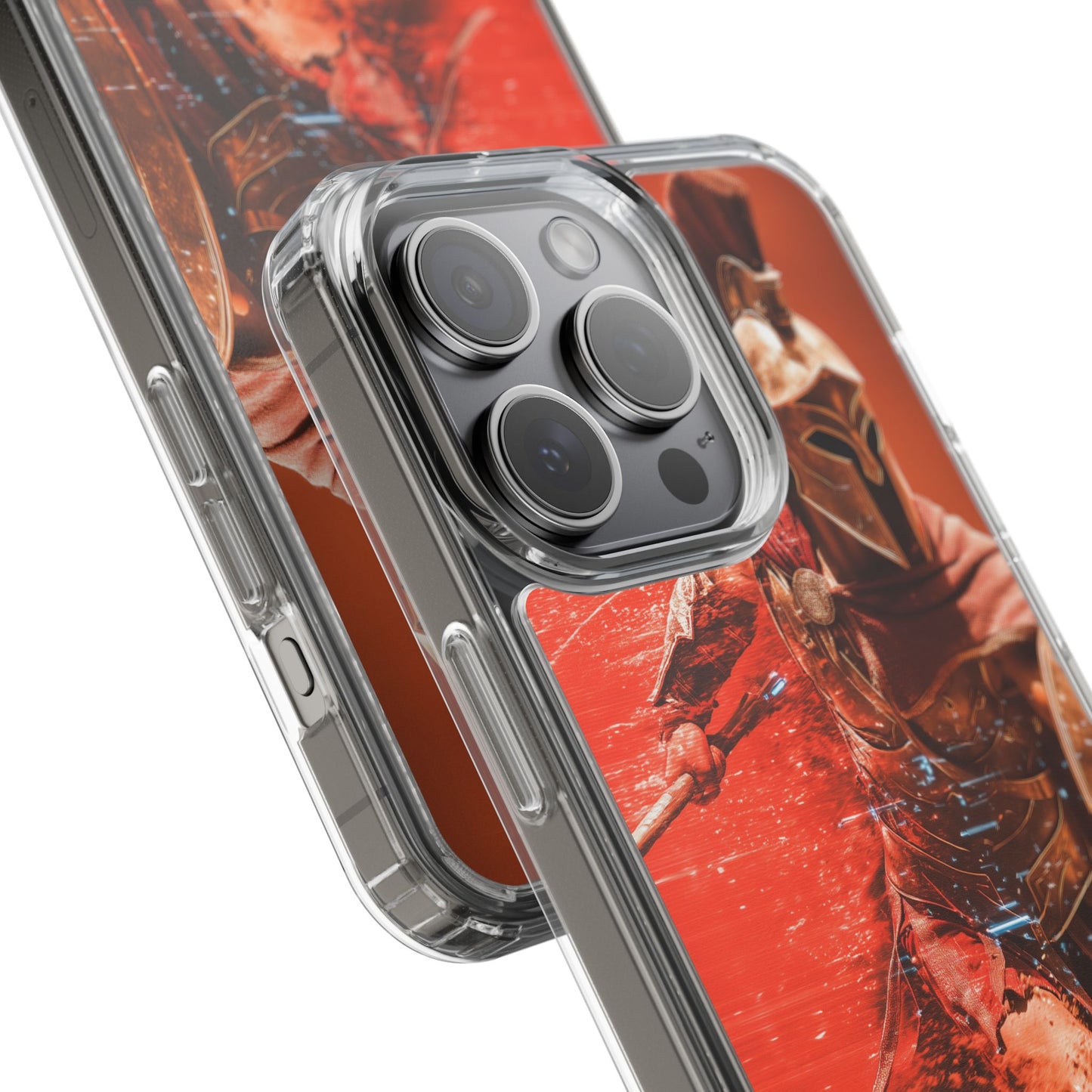 Spartan "Big Duster" Warrior Clear Phone Case - Unique Design for Protection & Style