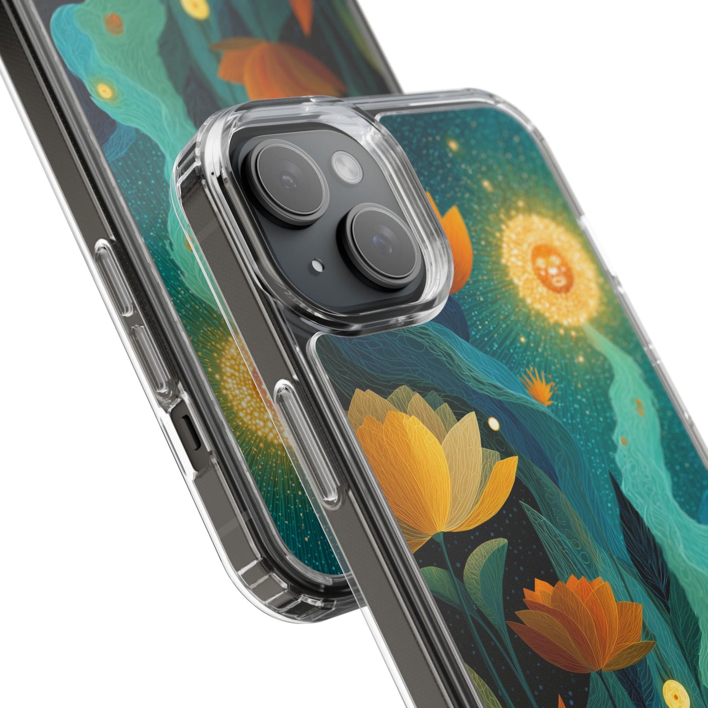 Deep Radiant Nature - Clear iPhone Case with Floral Design