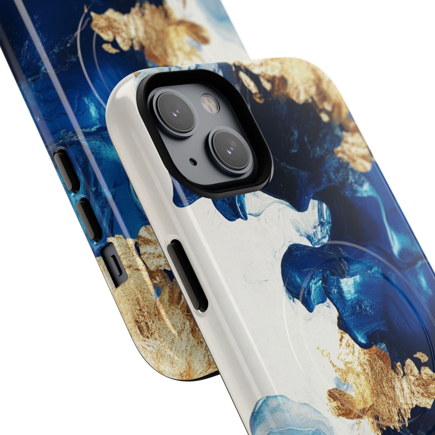 Stylish Tough Magnetic Phone Case – Durable & Chic Golden Blue Design for Smartphone Protection
