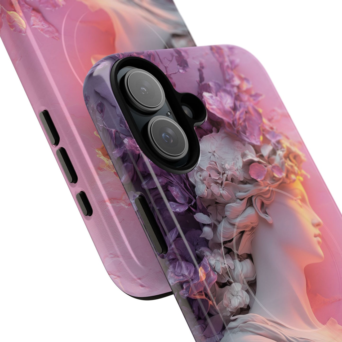 Elegant Floral Tough Magnetic Case for iPhone - Aesthetic Protection