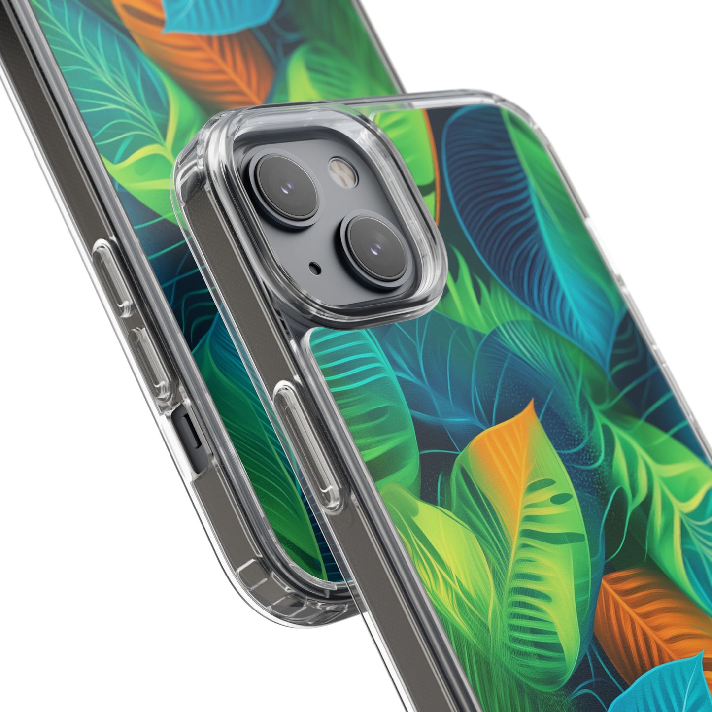 Tropical Leaf Clear iPhone Case – Vibrant Botanical Design for Nature Lovers