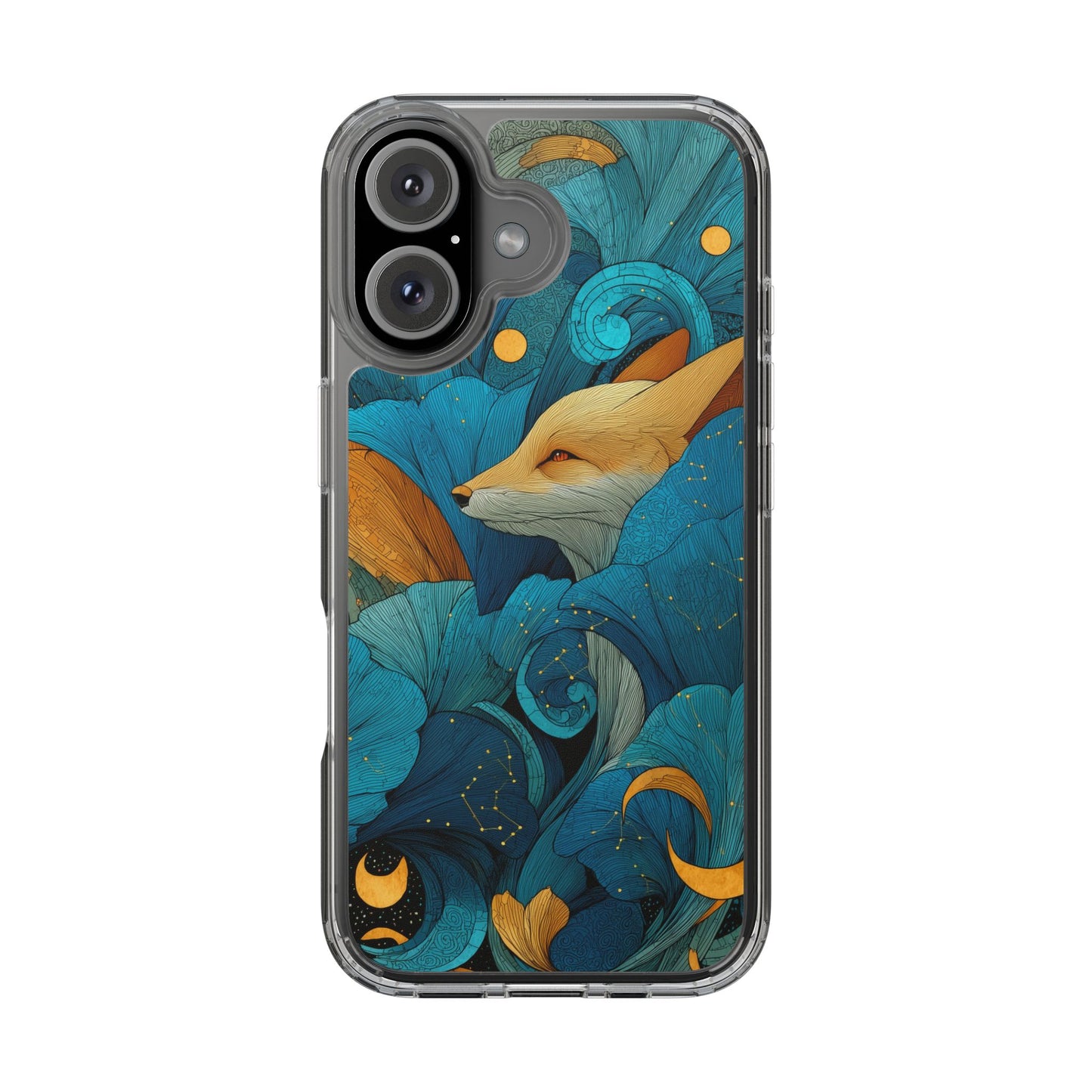 Vibrant Fox Clear Phone Case - Boho Floral iPhone Cover Nature Inspired Gift