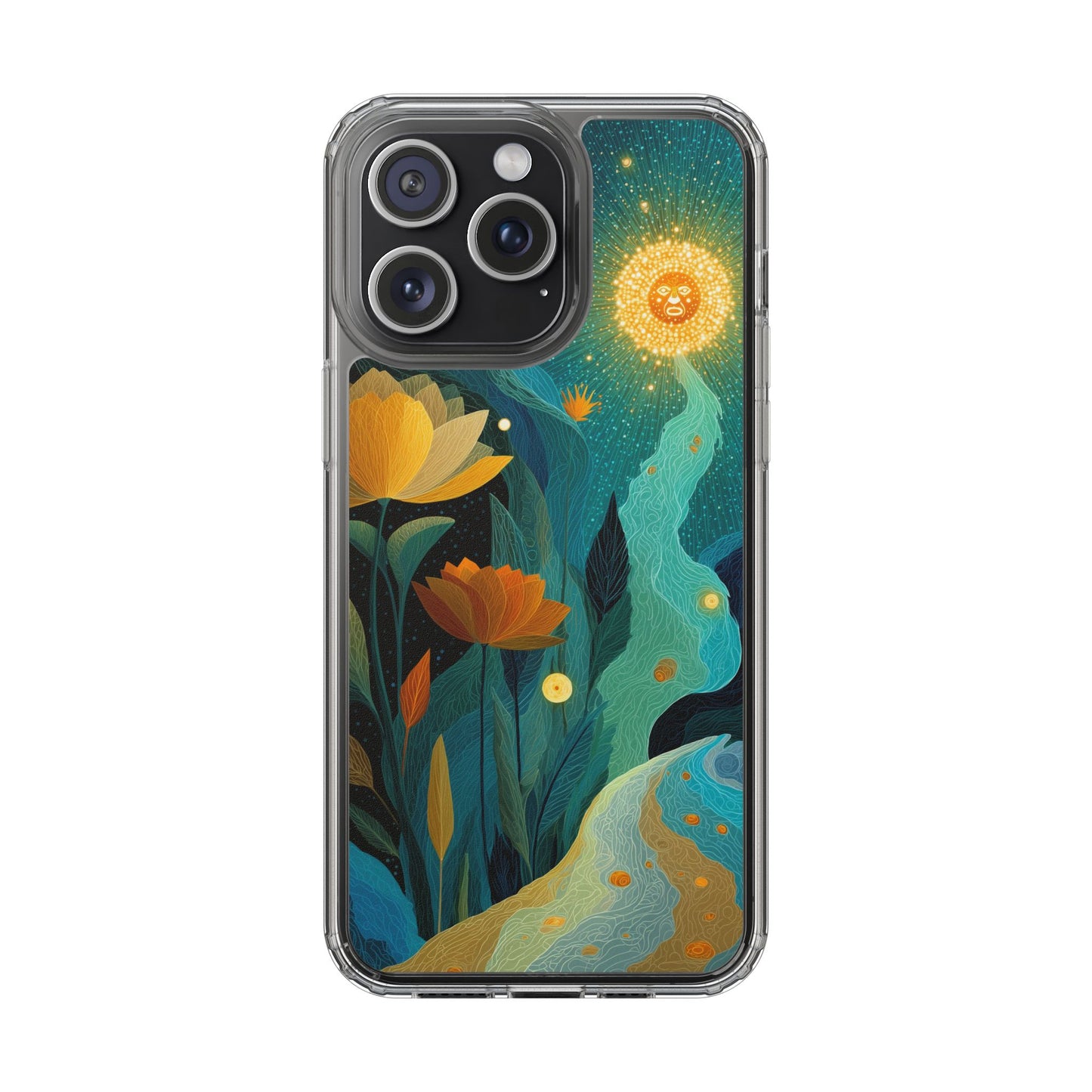 Deep Radiant Nature - Clear iPhone Case with Floral Design