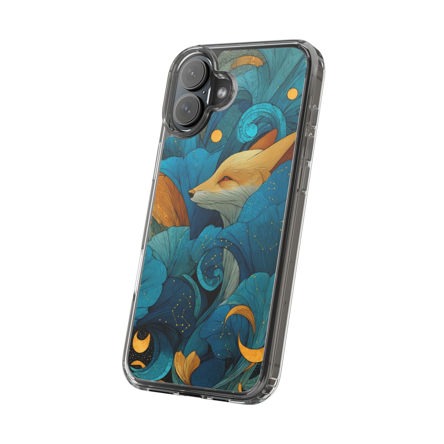 Vibrant Fox Clear Phone Case - Boho Floral iPhone Cover Nature Inspired Gift