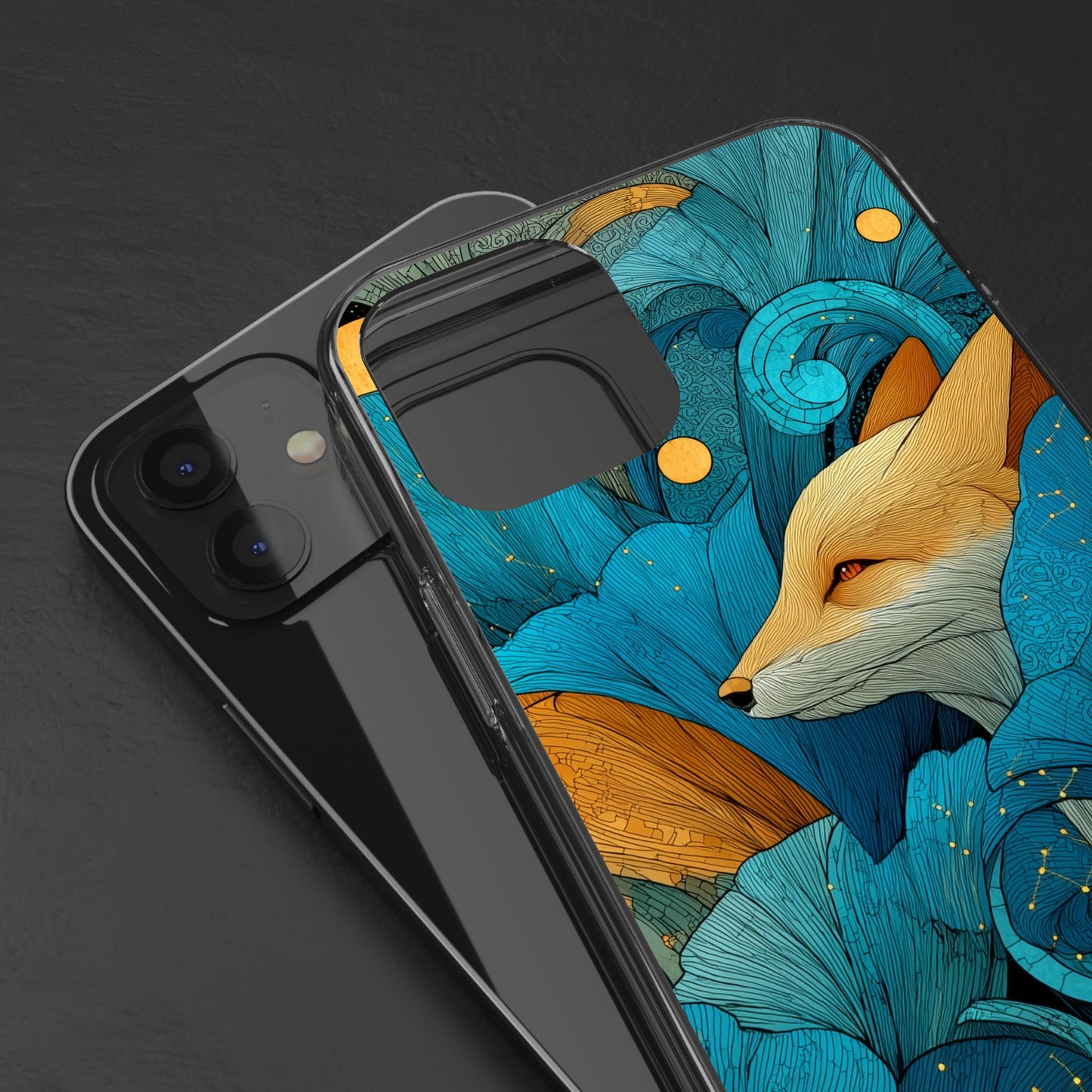 Vibrant Fox Clear Phone Case - Boho Floral iPhone Cover Nature Inspired Gift